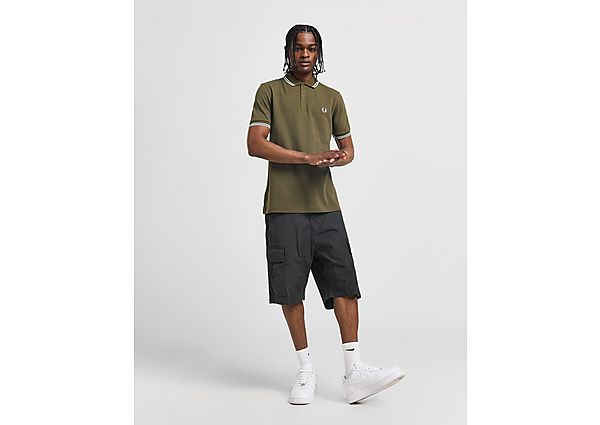 Fred Perry Twin Tipped Short Sleeve Polo Shirt Heren Green- Heren Green