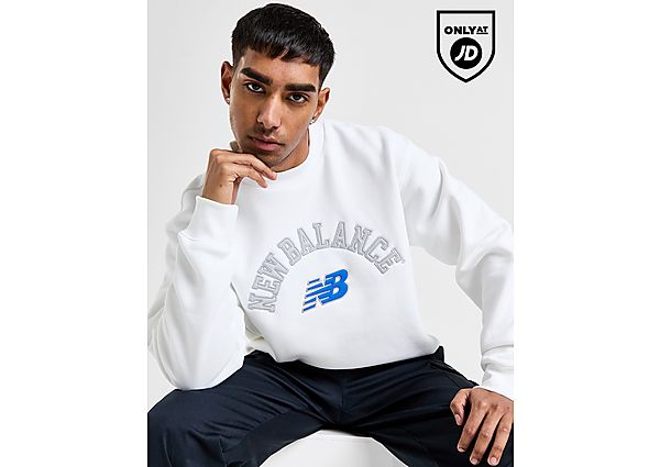 New Balance Logo Crew Sweatshirt White- Heren White