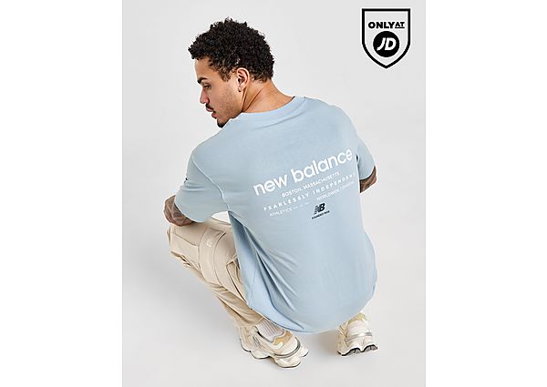 New Balance Linear Back Hit T-Shirt Blue- Heren Blue
