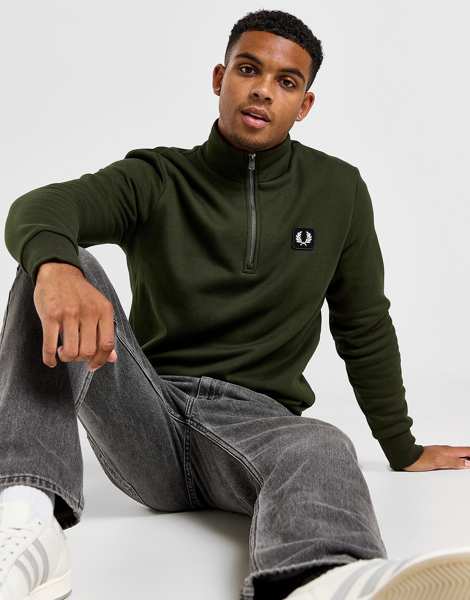 Fred Perry Felpa 1/2 Zip Badge, verde