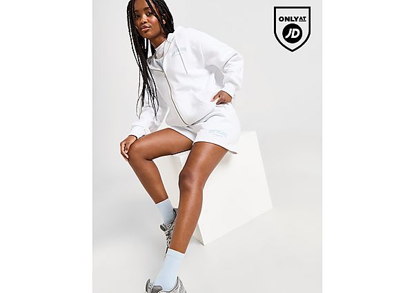 New Balance Logo Fleece Shorts White- Dames White