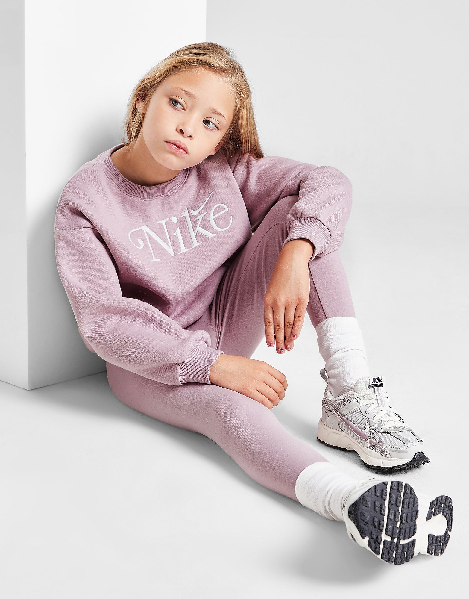 Nike Girls' Embroidered Shine Crew Tracksuit Children