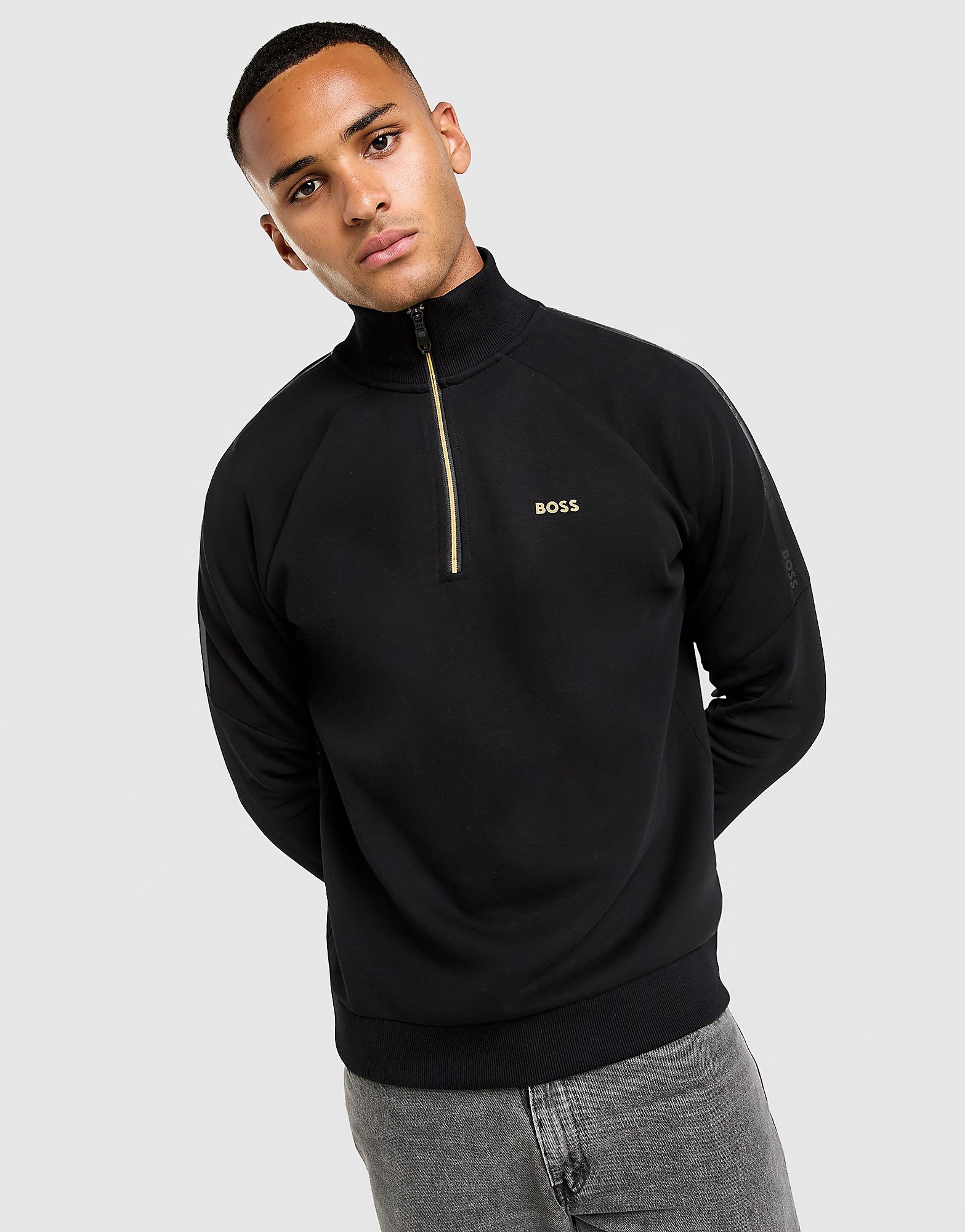 BOSS Tape 12 Zip Sweatshirt Ecru Tint Ecru Tint