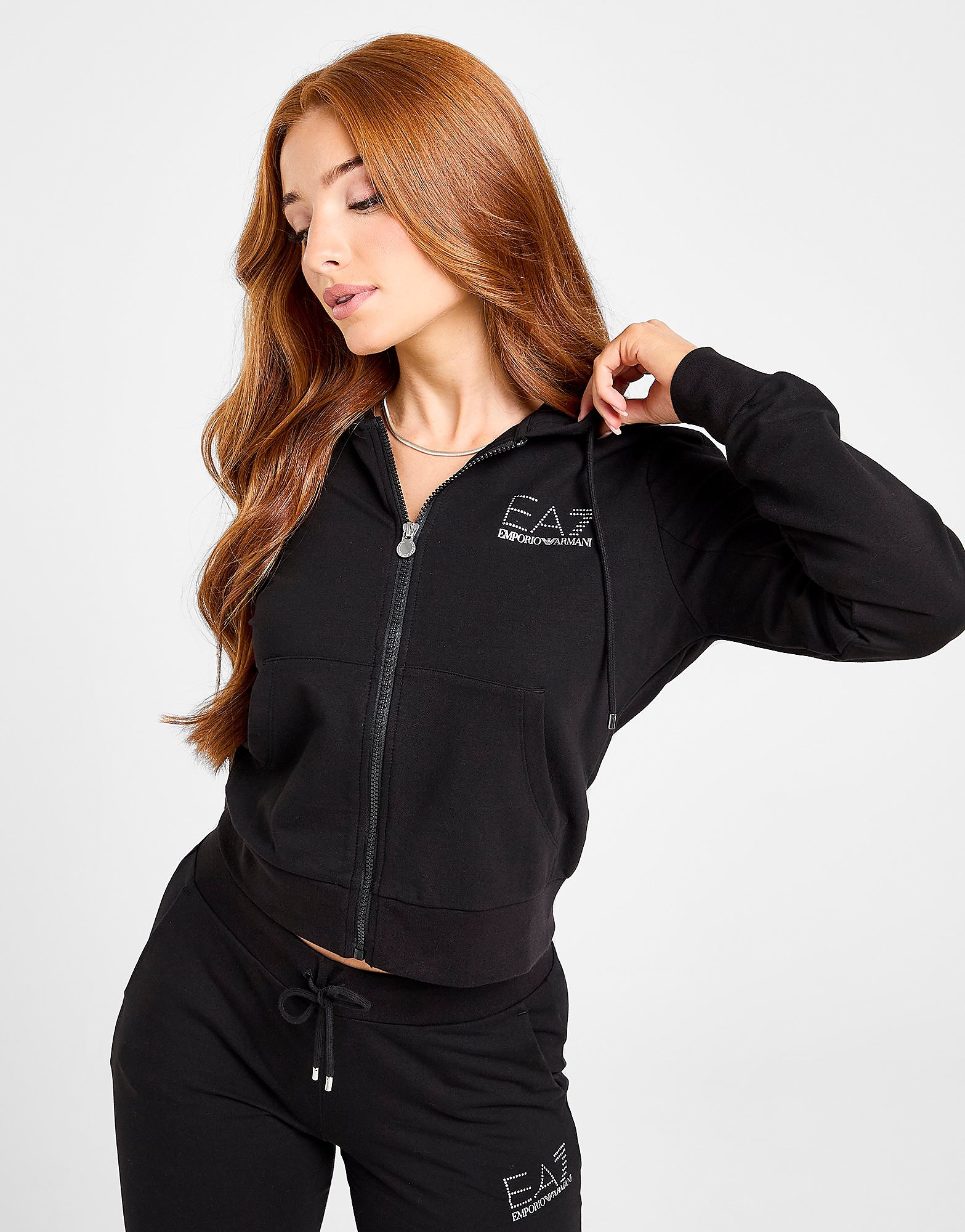EA7 Emporio Armani Slim Diamante Full Zip Hoodie