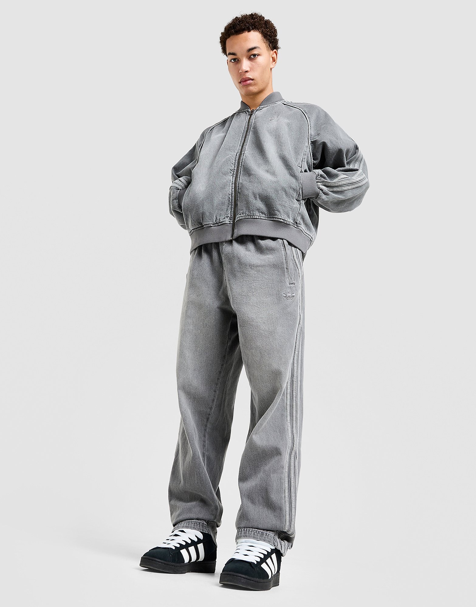 Mens adidas Originals Pantaloni della Tuta Adicolor Loose Denim - Grigio, grigio