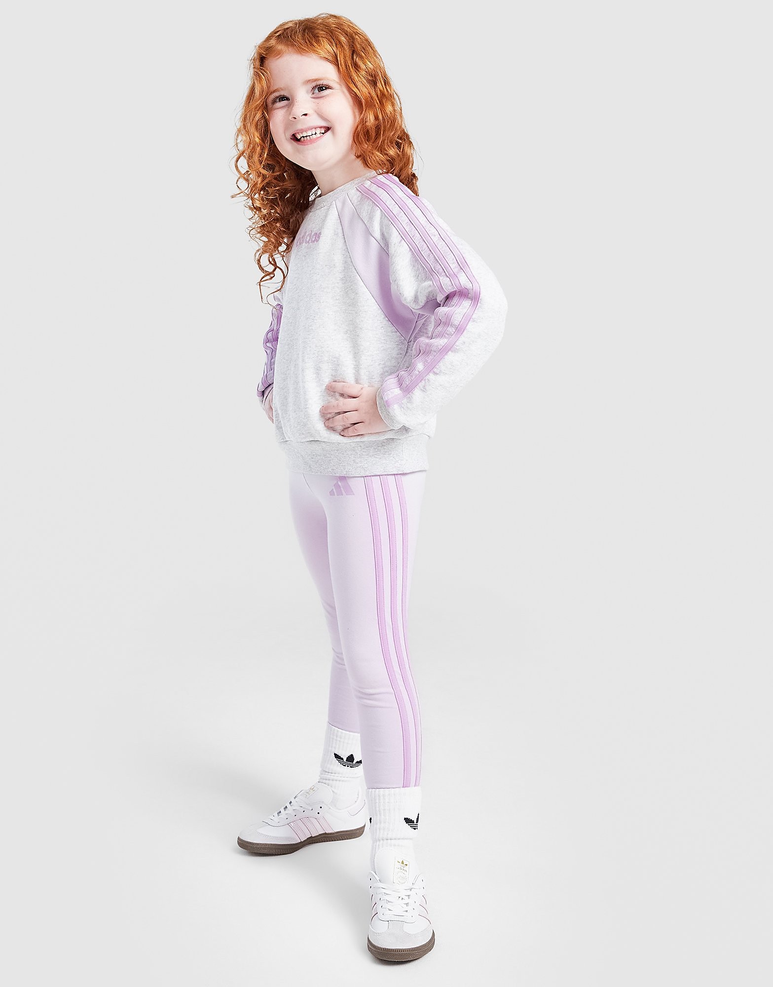 adidas Girls' Colour Block Linear Crew Tracksuit Children