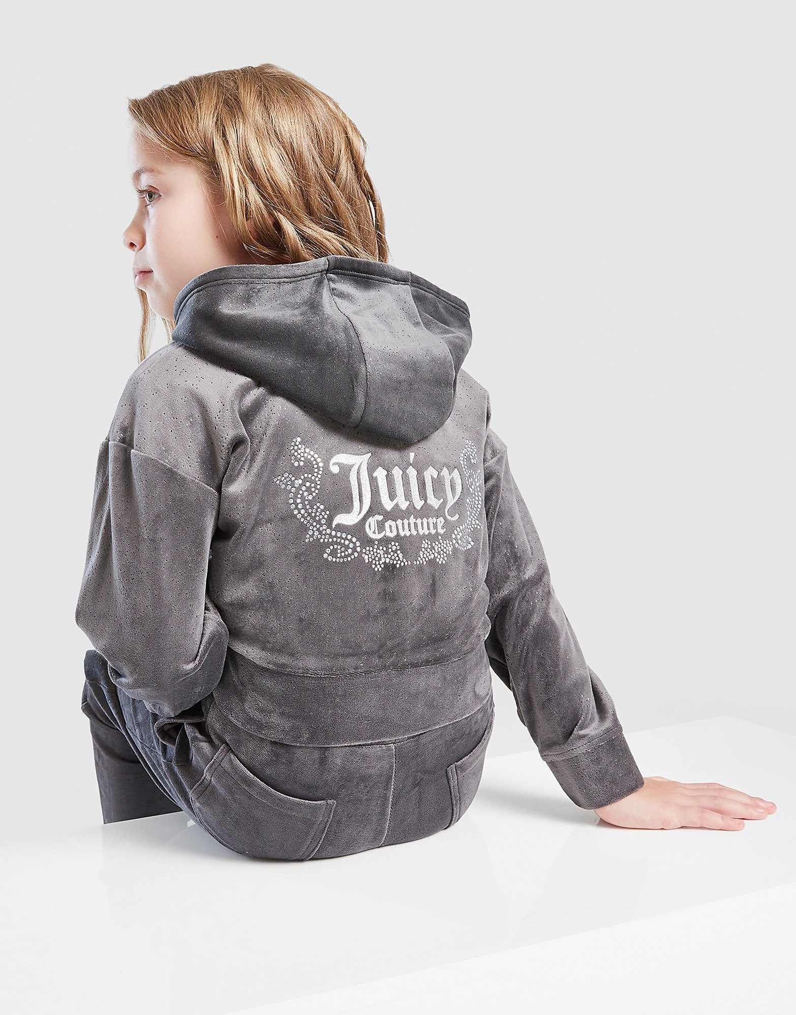 JUICY COUTURE Girls' Velour Glitter Full Zip Tracksuit Children
