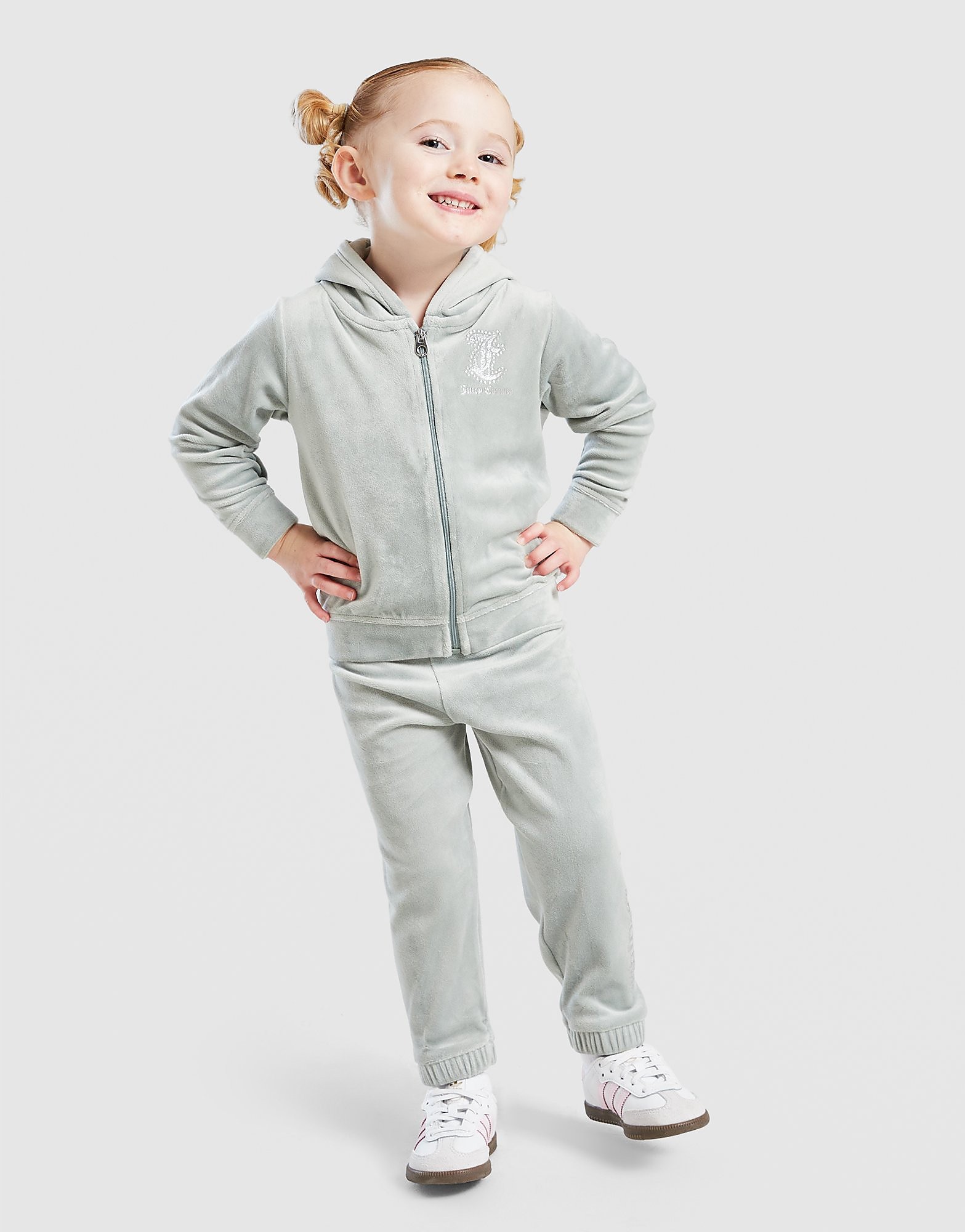 JUICY COUTURE Girls' Velour Glitter Full Zip Tracksuit Infant