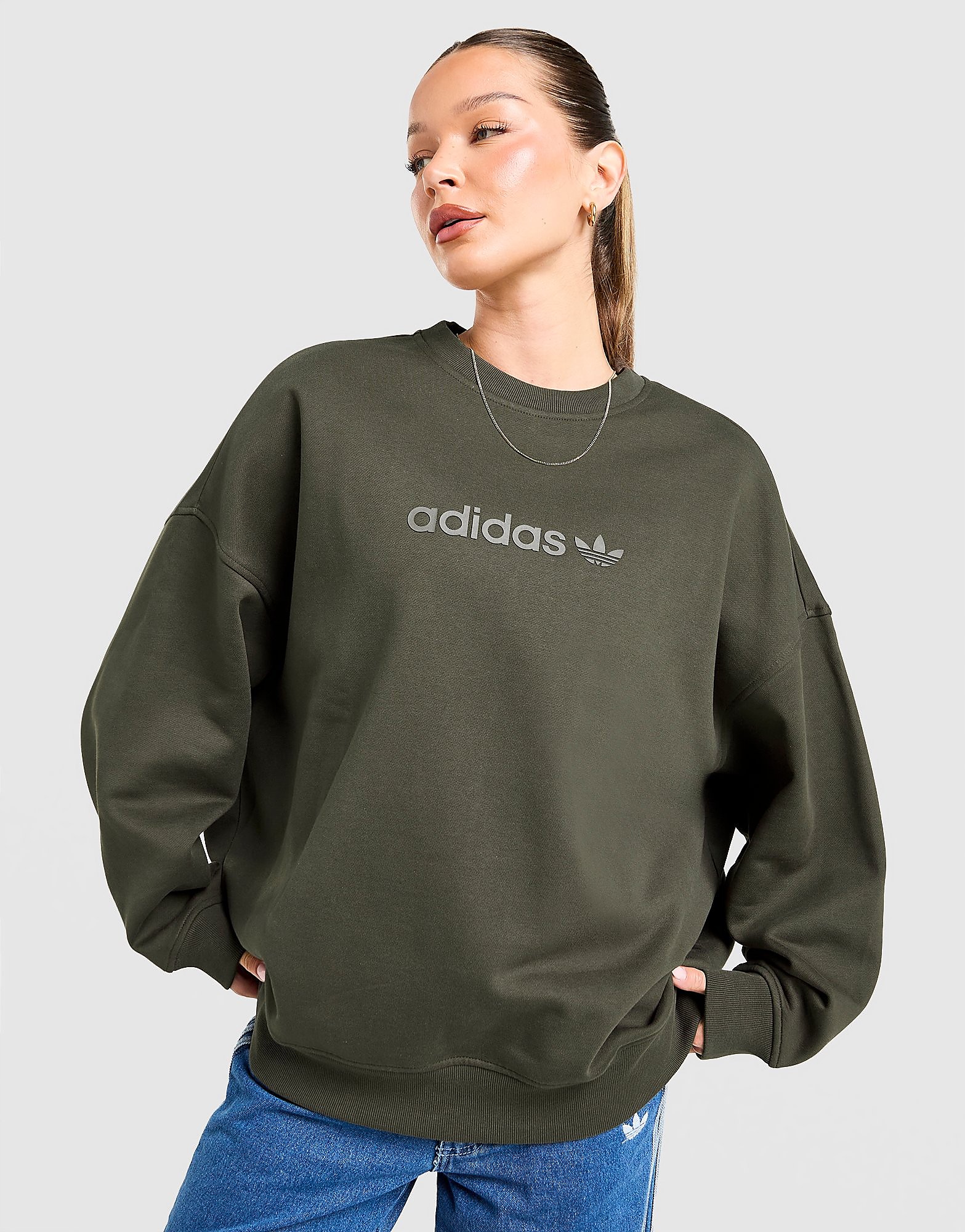 adidas Originals Essential Linear Oversized Crew Sweatshirt