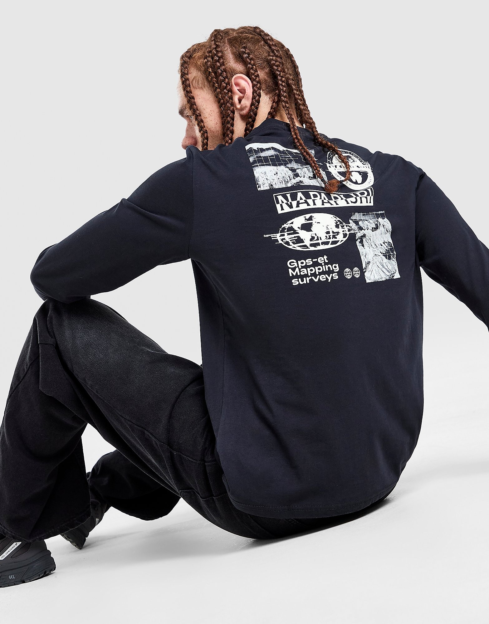 Napapijri Grid Back Print Long Sleeve T Shirt