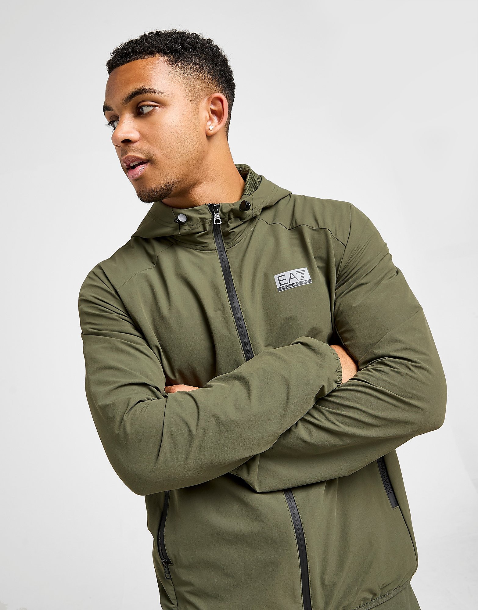 EA7 Emporio Armani Reflective Woven Full Zip Hoodie