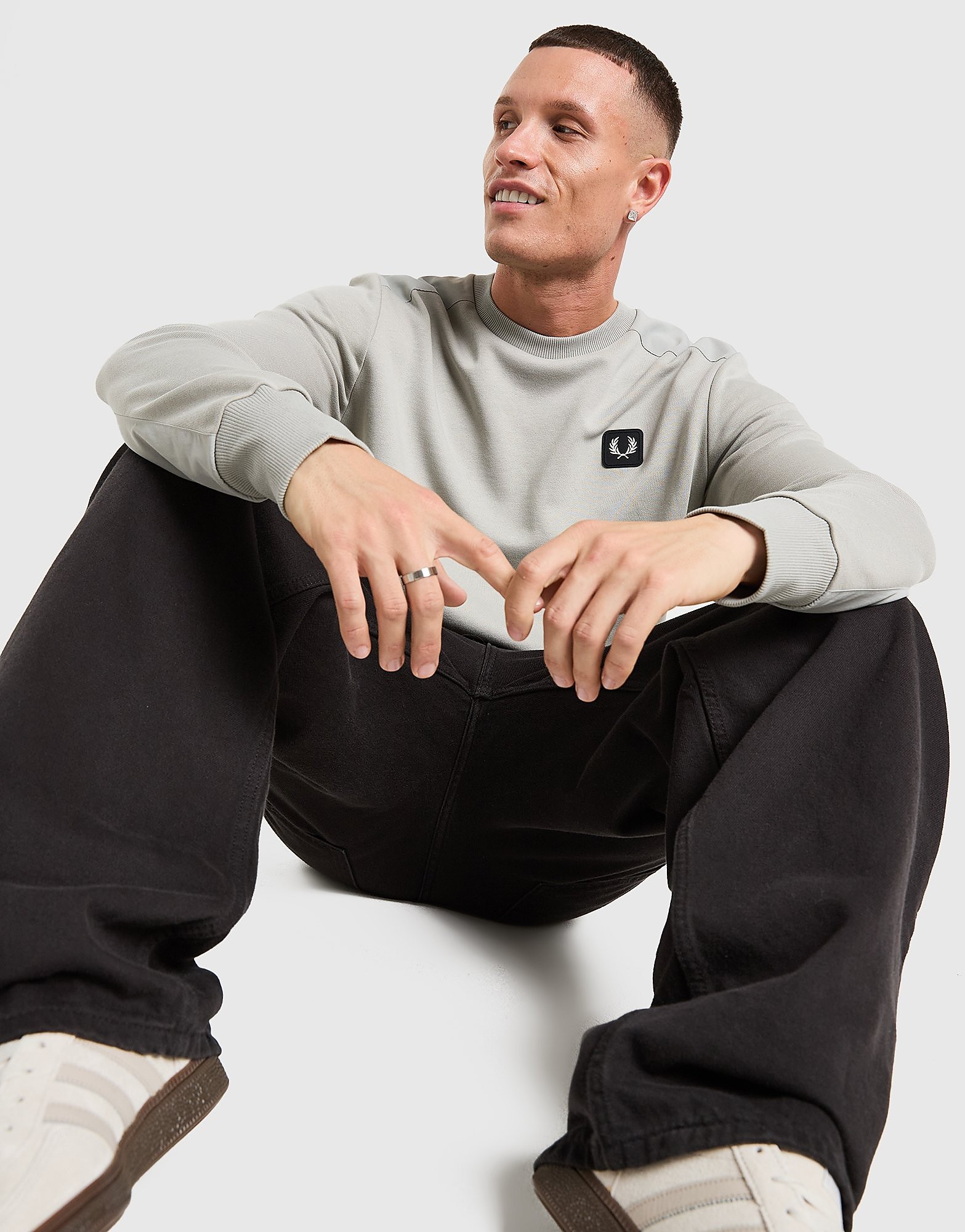 Fred Perry Badge Panel Crew Sweatshirt