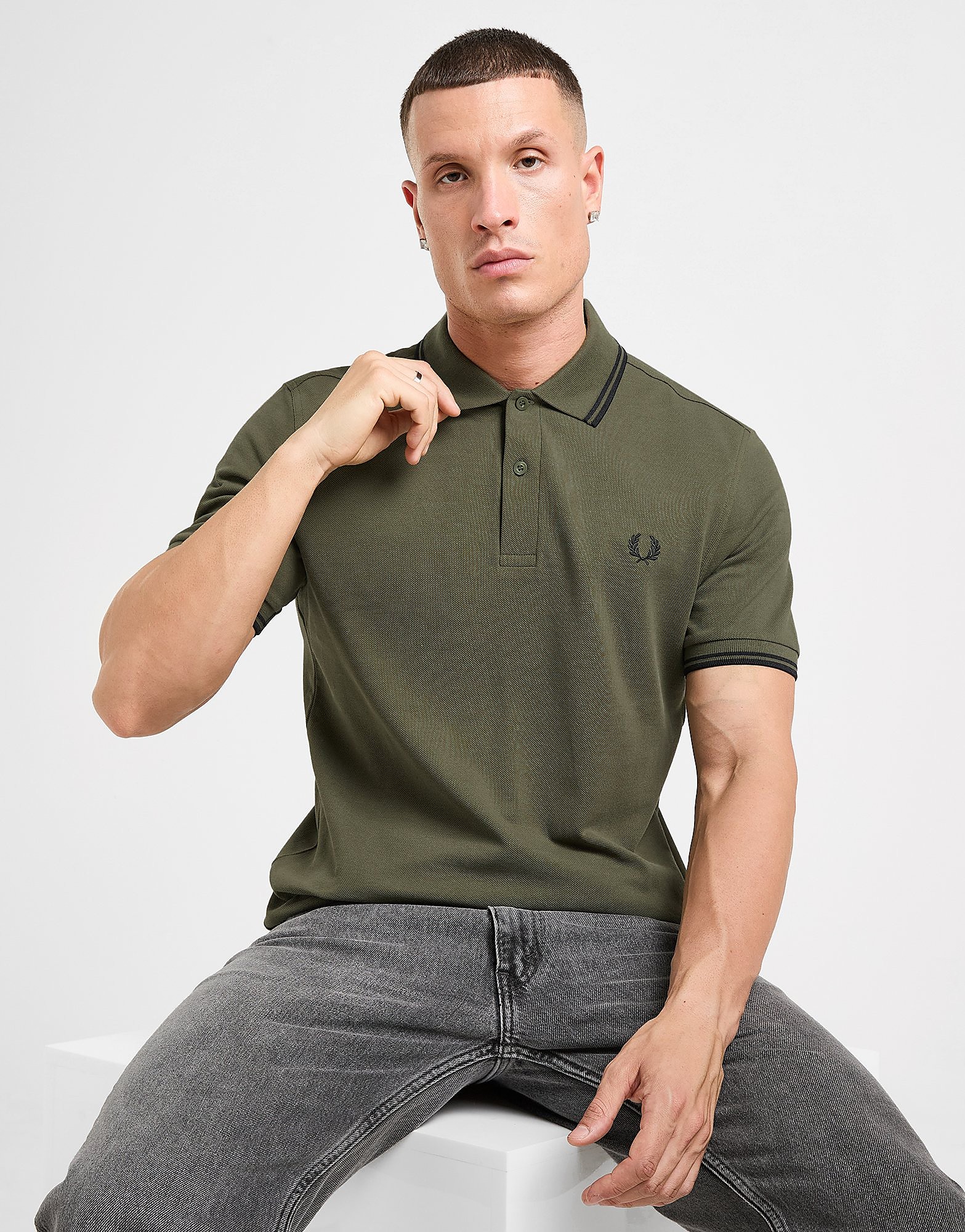 Fred Perry Polo Double Liseré Homme Ecru Ecru - vue 2