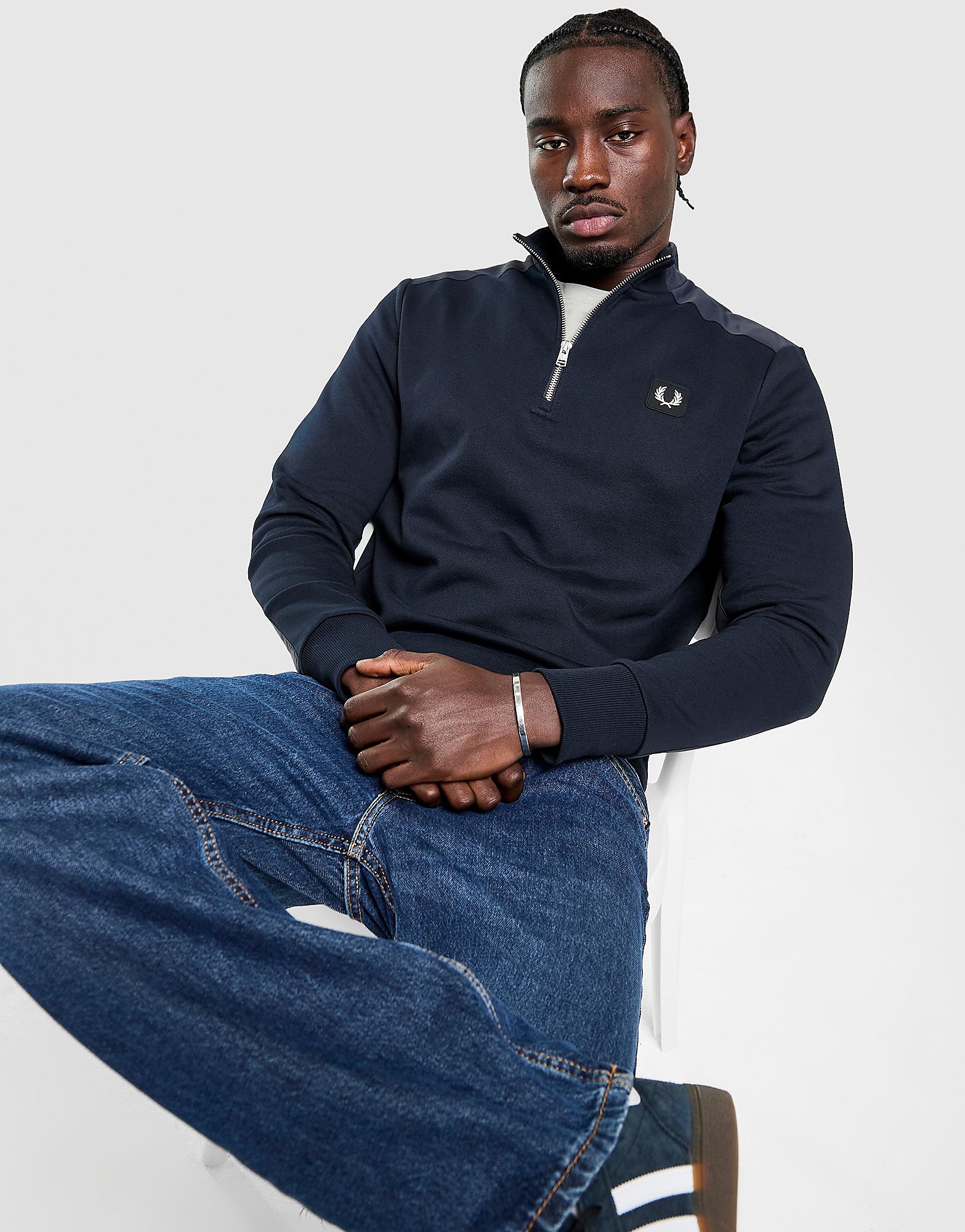 Fred Perry Badge Panel 12 Zip Sweatshirt - vue 2