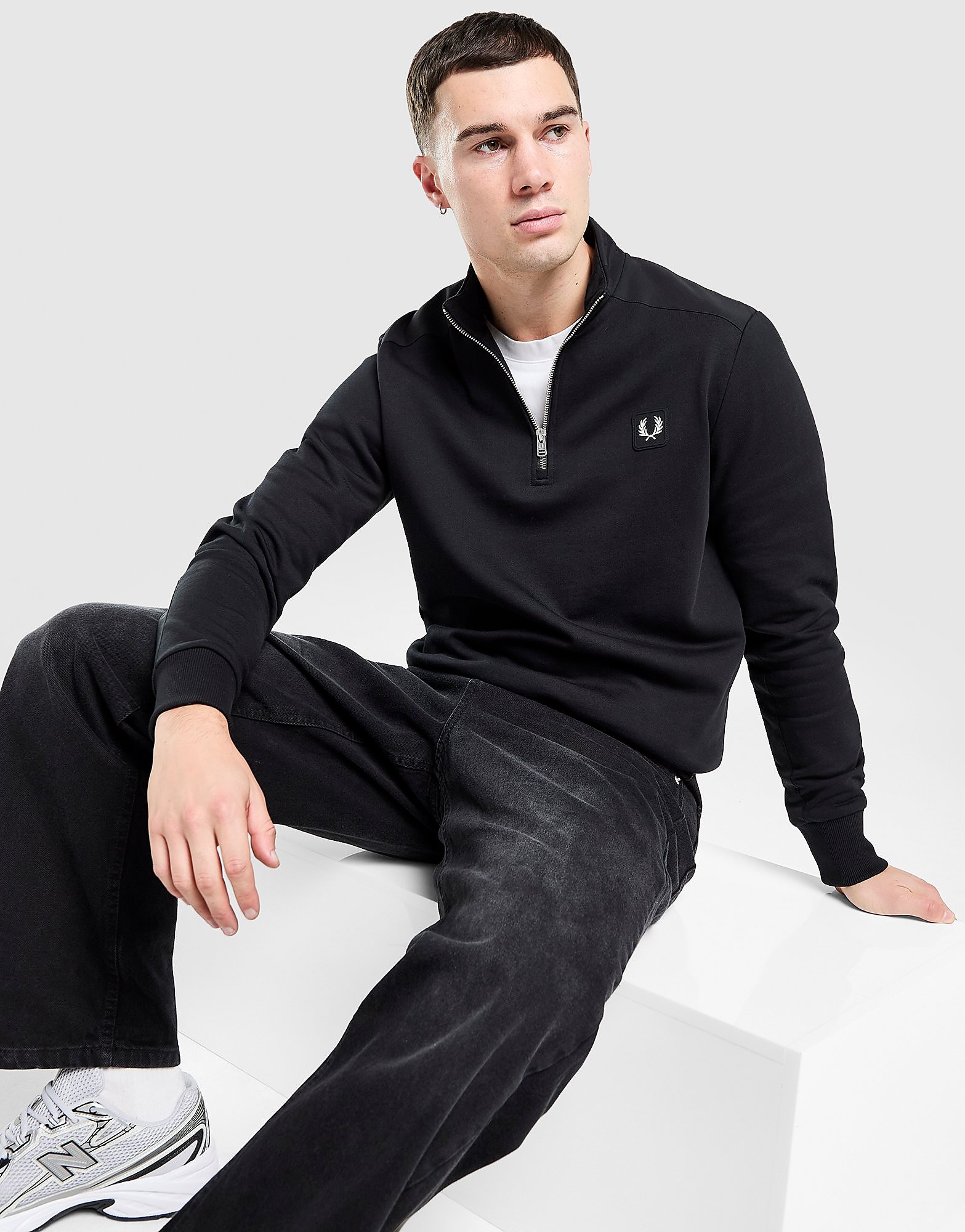 Fred Perry Badge Panel 12 Zip Sweatshirt