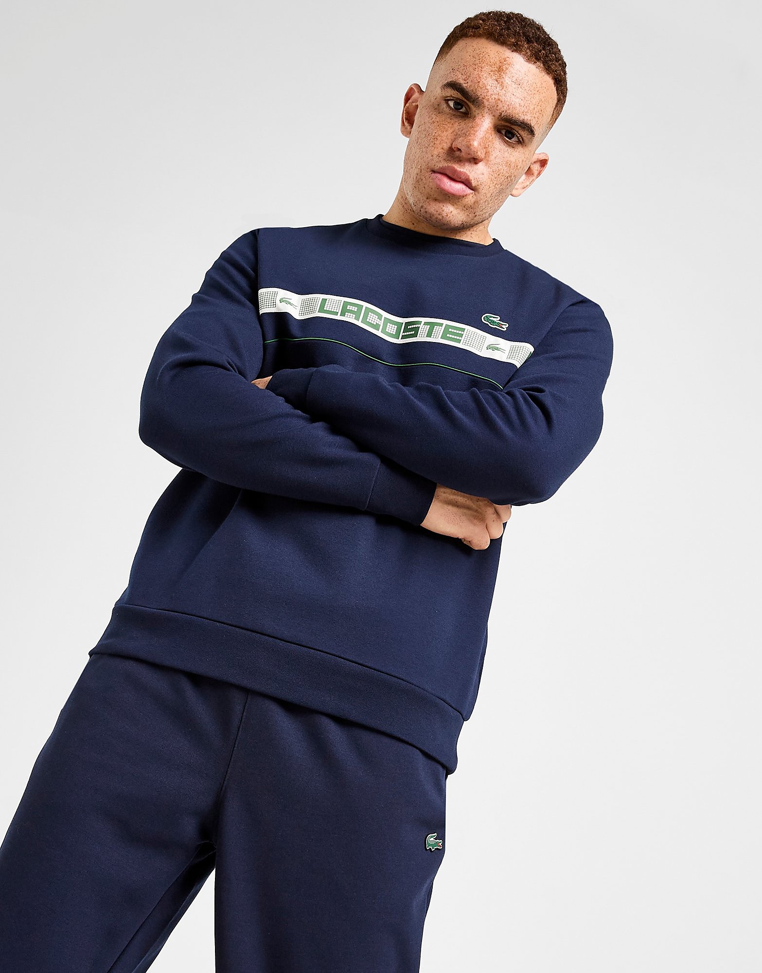 Lacoste Grid Tape Crew Sweatshirt