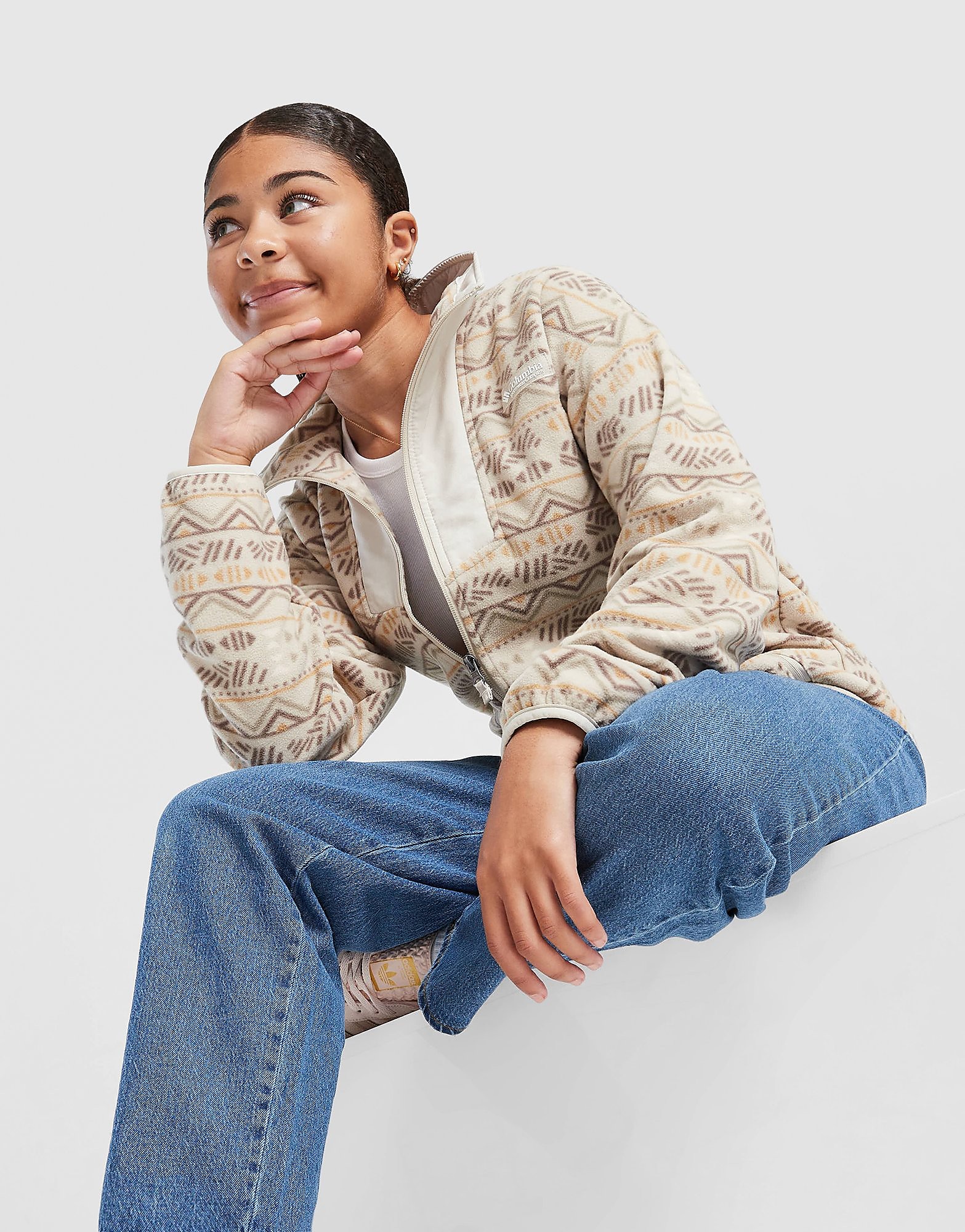 Columbia Girls' Sequoia Aztec Full Zip Fleece Junior Sisal Sisal