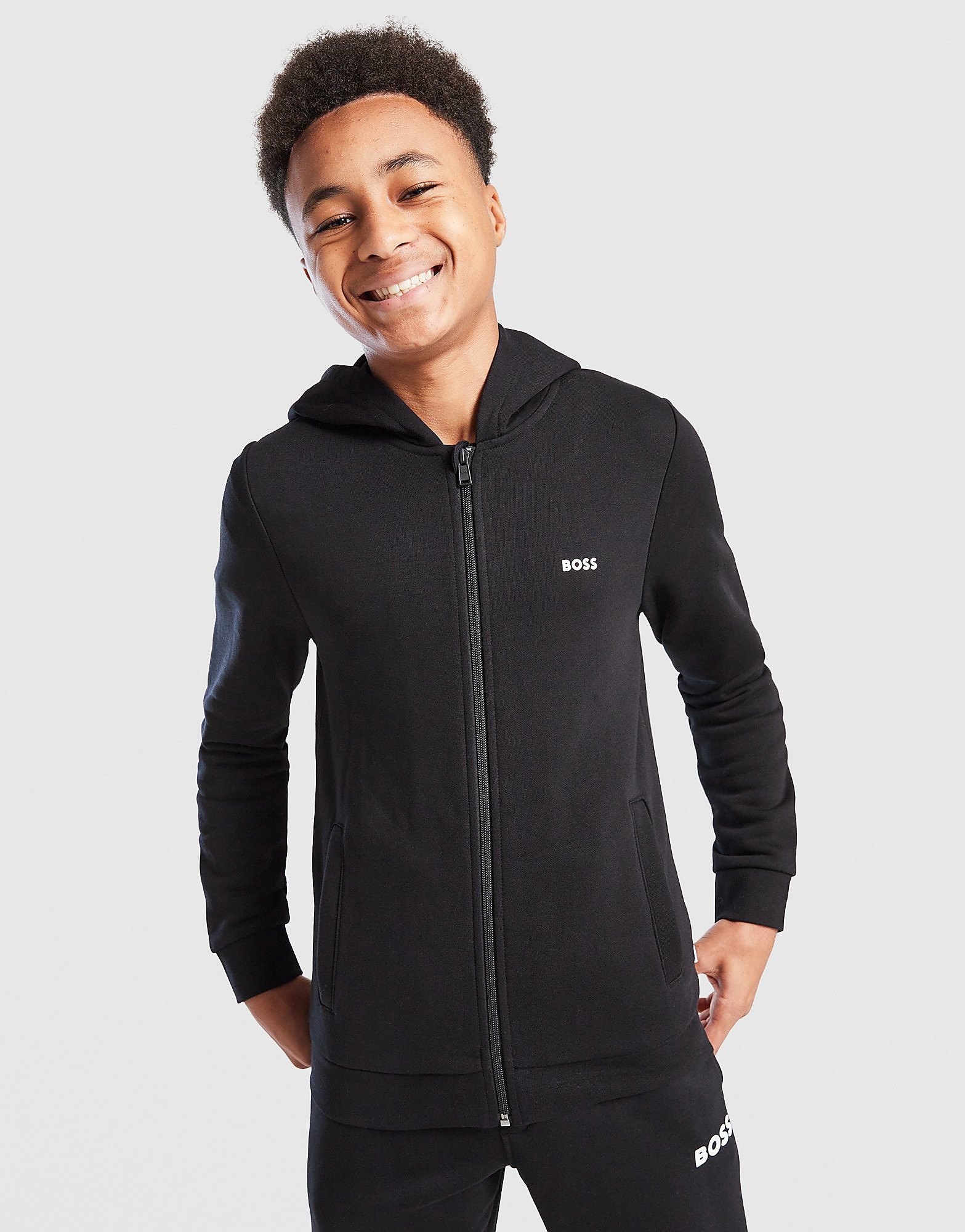 BOSS Sweat à capuche zippé en à petit logo Junior