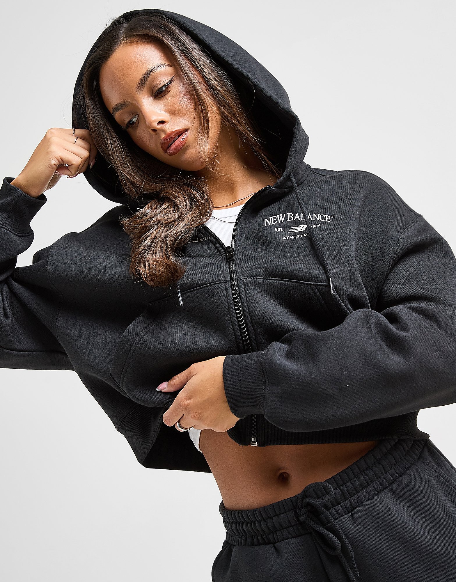 New Balance Athletics Cropped Full Zip Hoodie