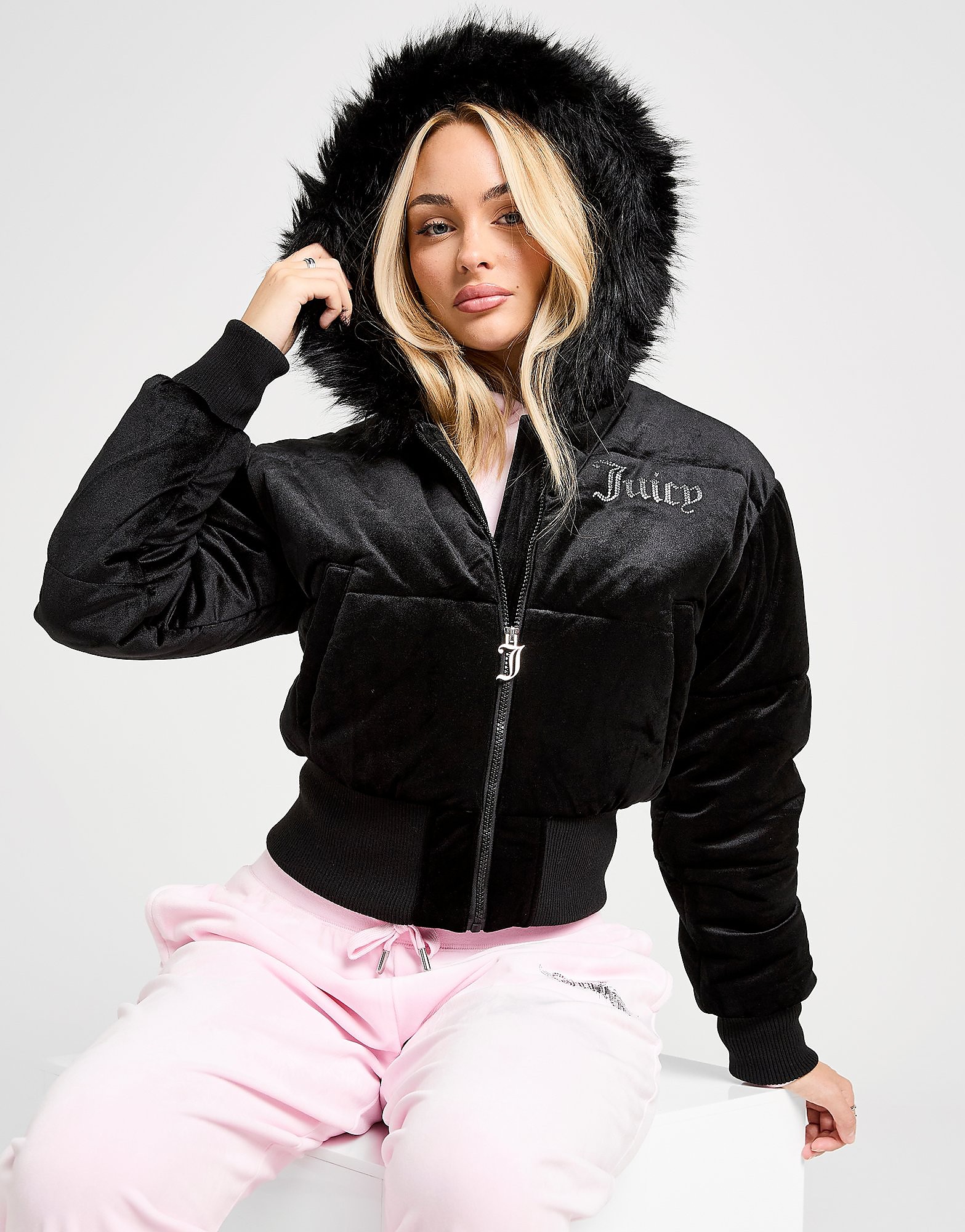 JUICY COUTURE Diamante Velour Padded Jacket