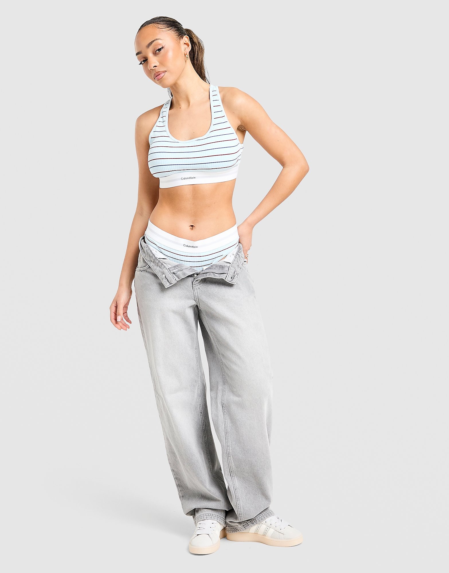 Calvin Klein Underwear Modern Cotton Stripe Triangle Bra, blu