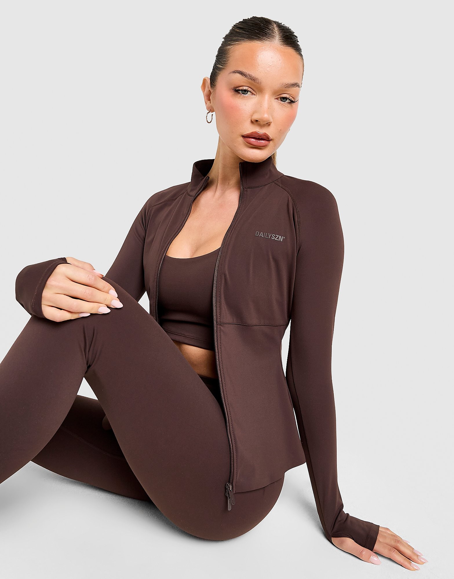 DAILYSZN Full Zip Fit Top Ecru Tint Ecru Tint