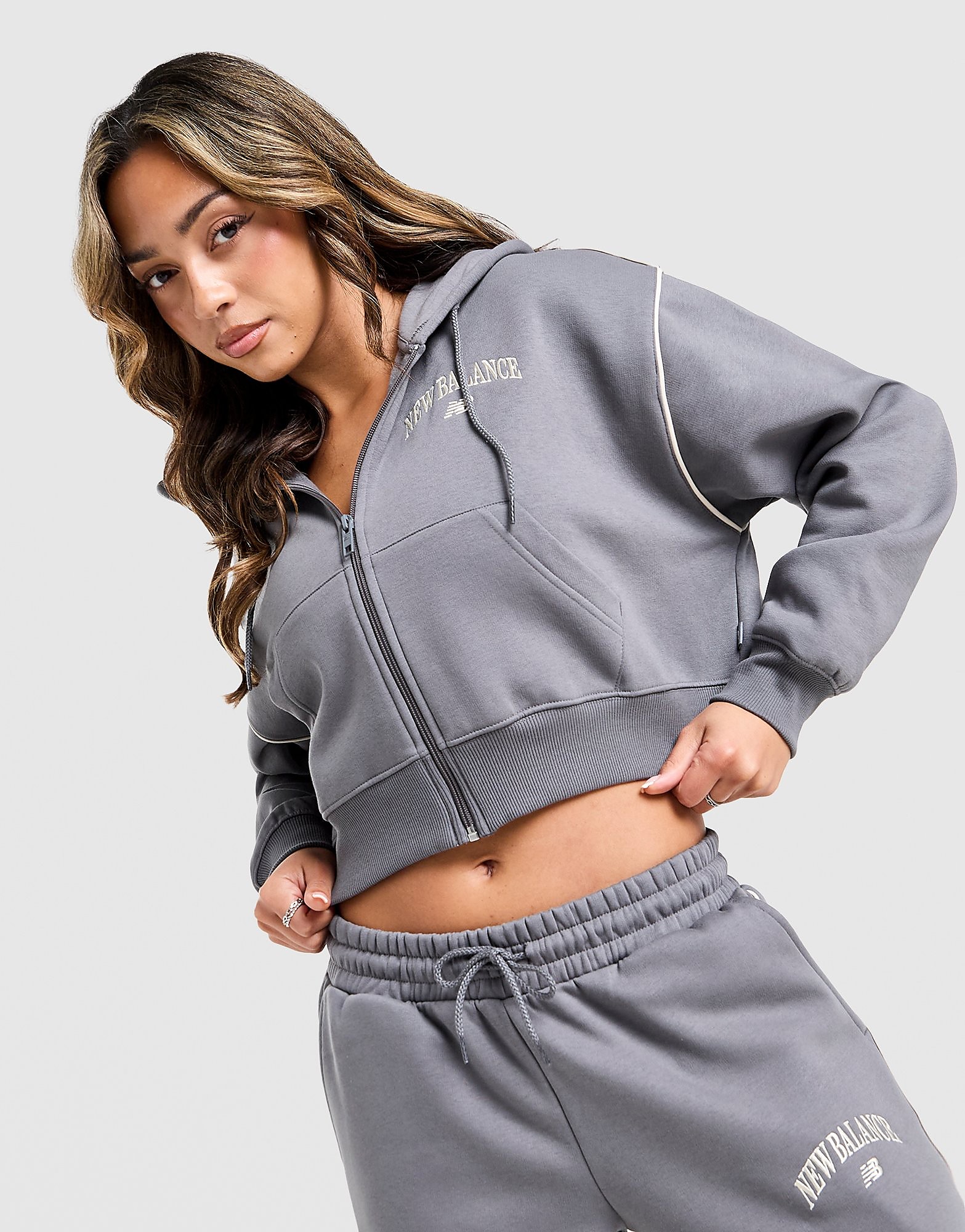 New Balance Varsity Crop Full Zip Hoodie