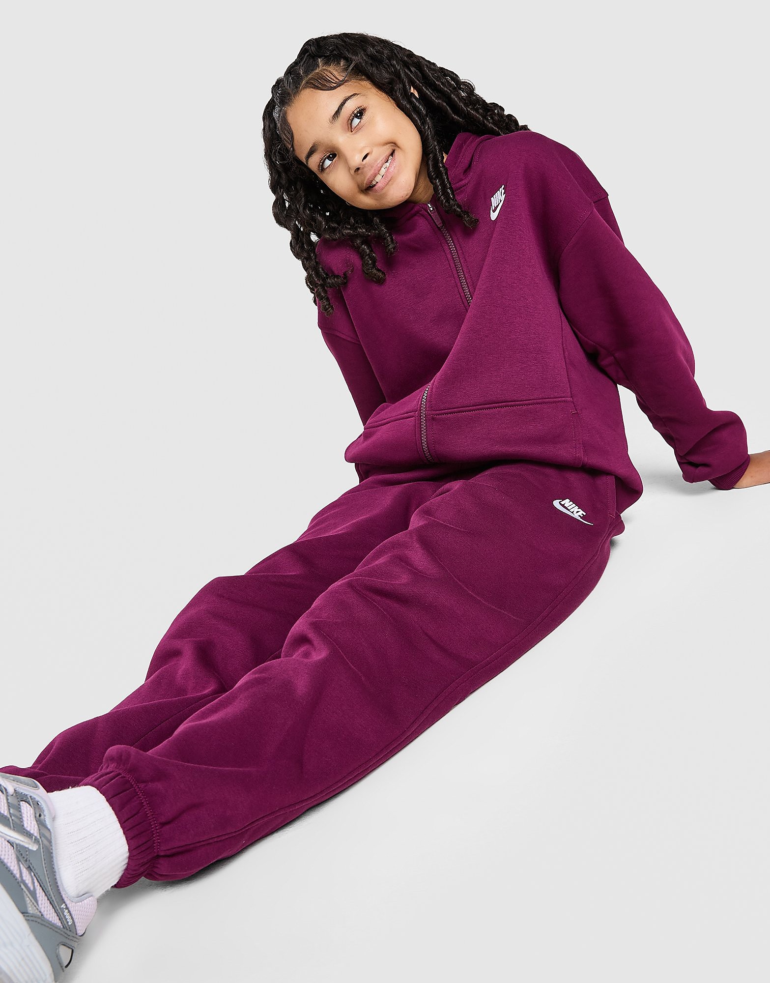 Nike Girls' Club Fleece Boyfriend Joggers Junior Platinum Platinum