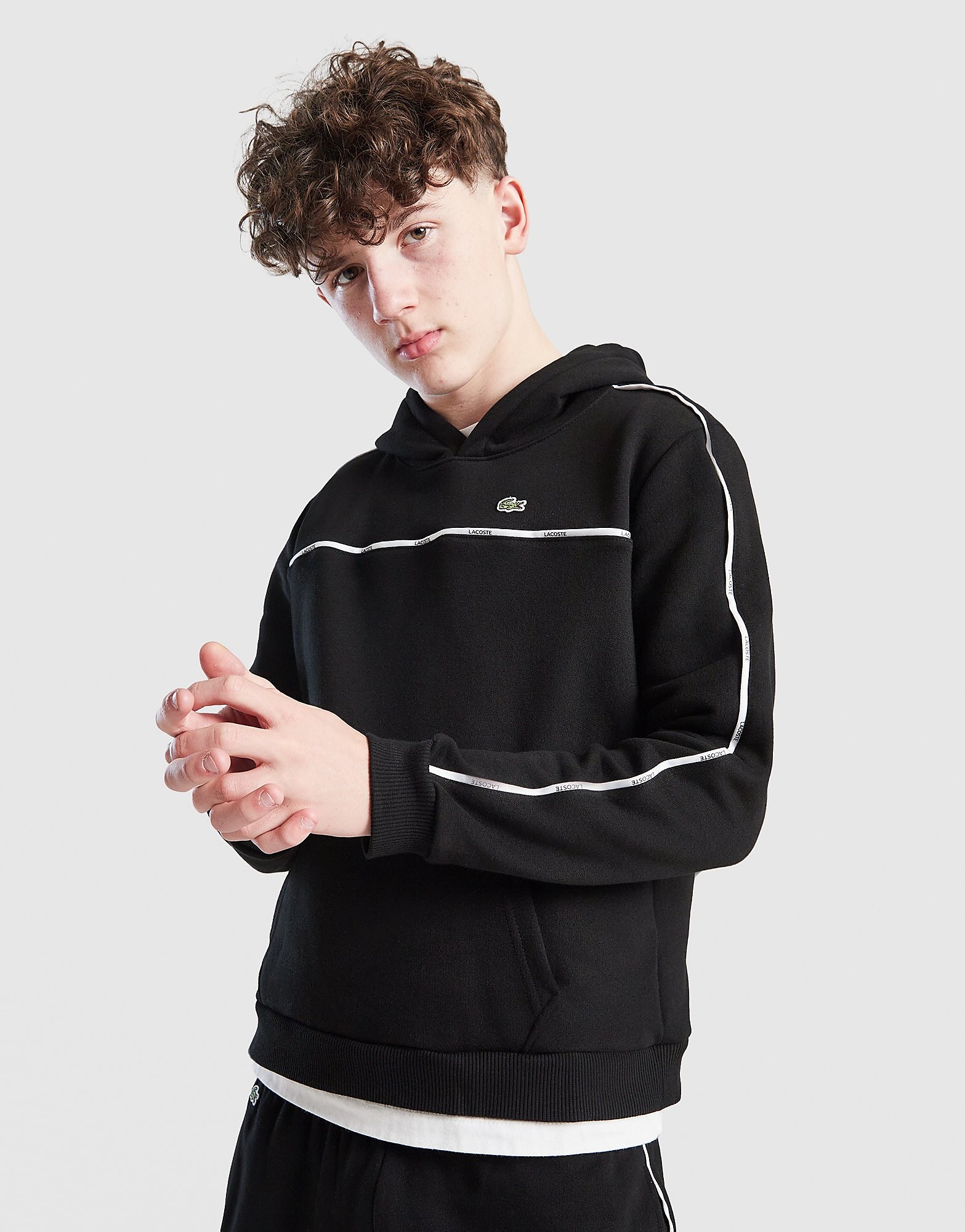 Lacoste Tape Overhead Fleece Hoodie Junior