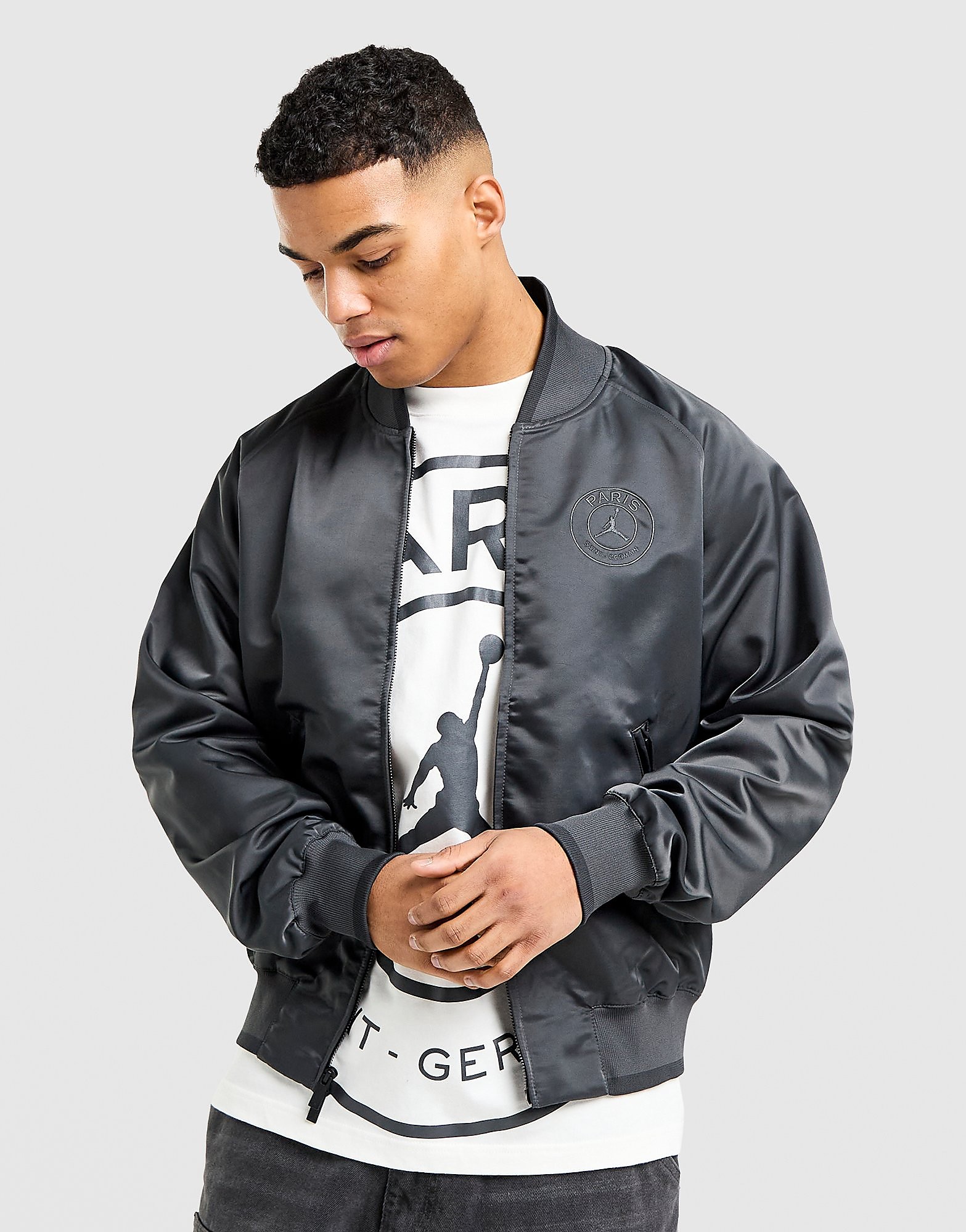 Jordan Giacca Anthem Black Cat Paris Saint Germain, grigio