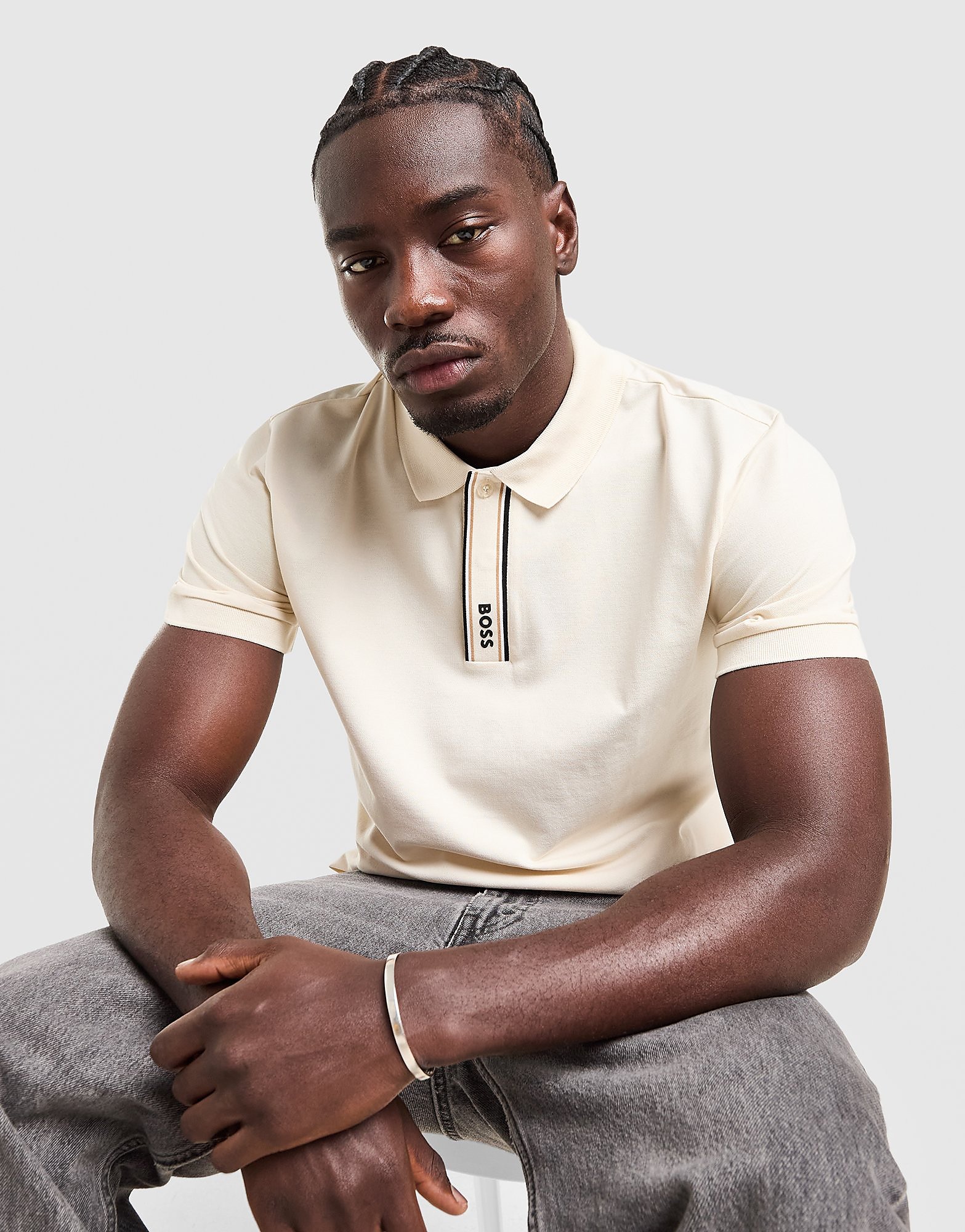 Boss Paddy Placket Polo Shirt Ghiacchio Ice Ghiacchio Ice