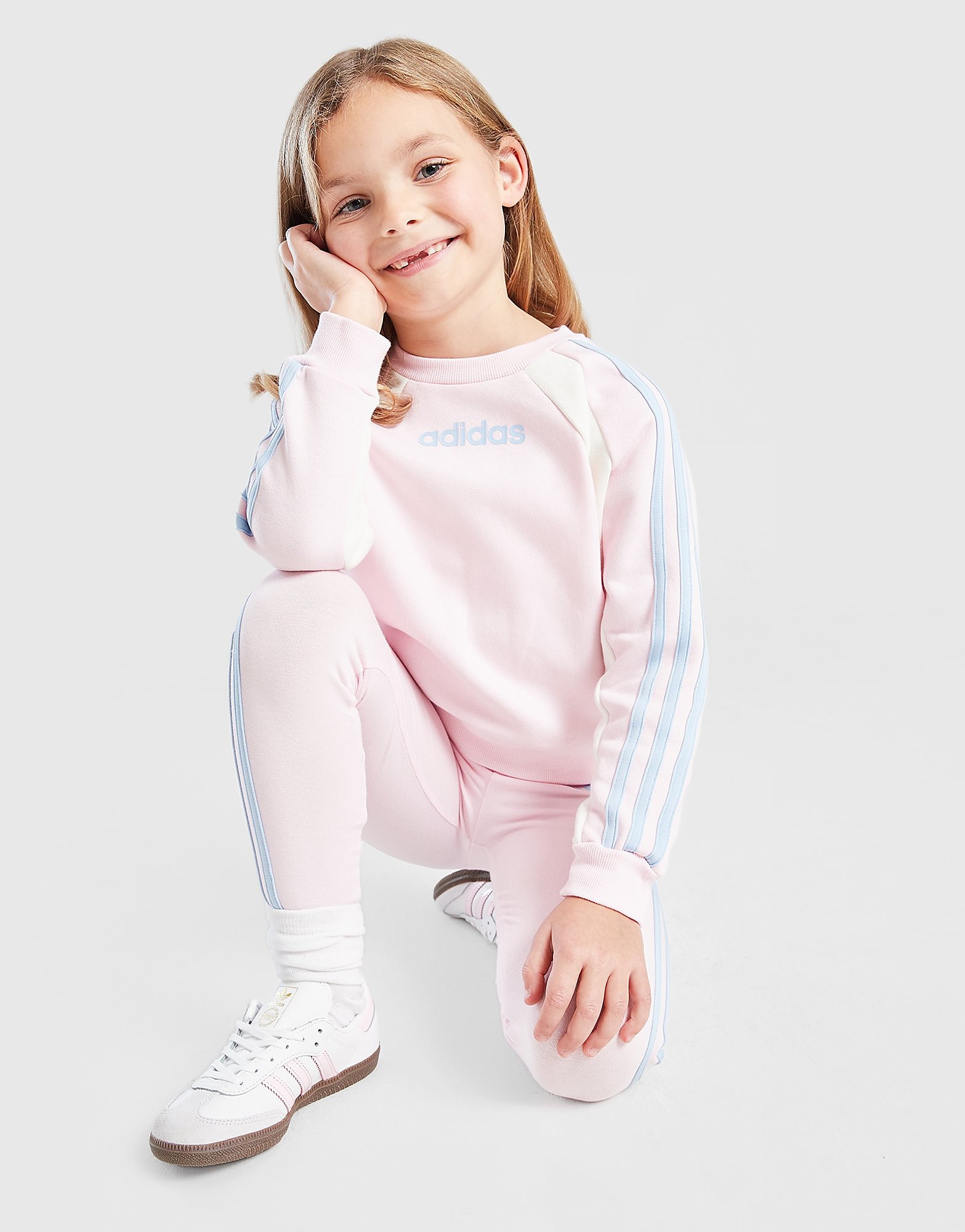 adidas Girls' Colour Block Linear Crew Tracksuit Children - vue 2
