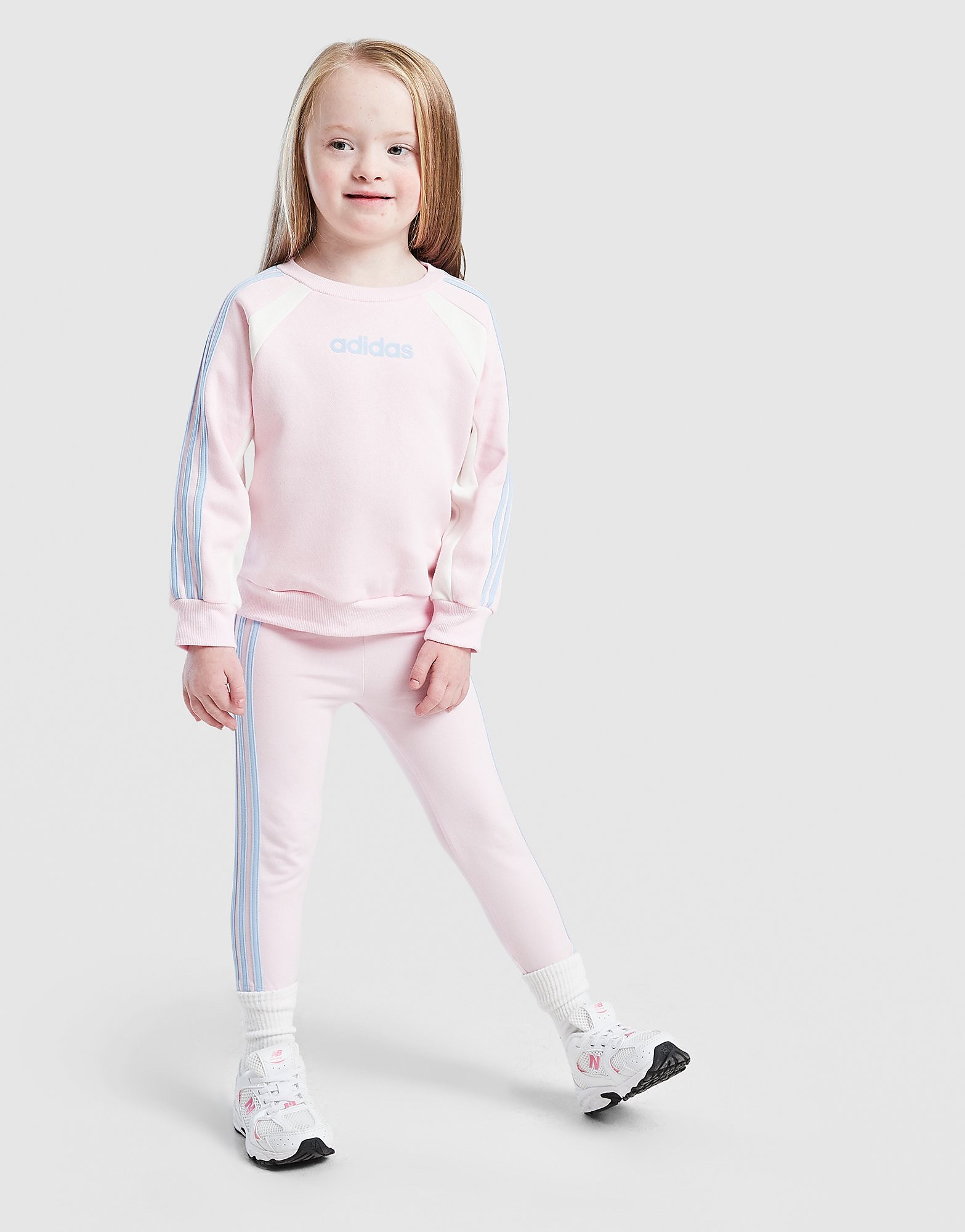 adidas Girls' Colour Block Linear Crew Tracksuit Infant