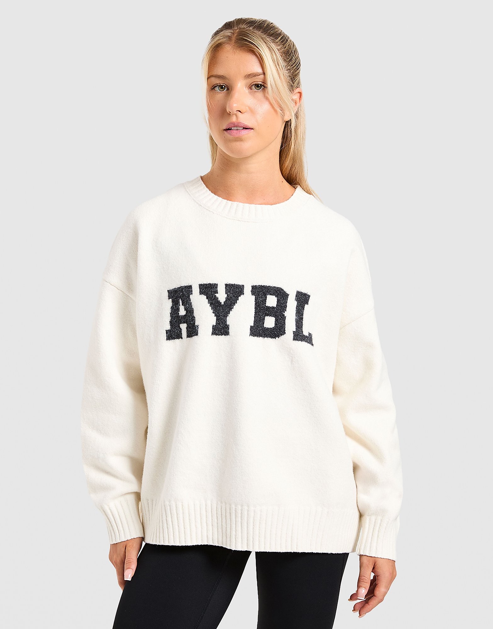 AYBL Varisty Knitted Crew Sweatshirt Crème Crème