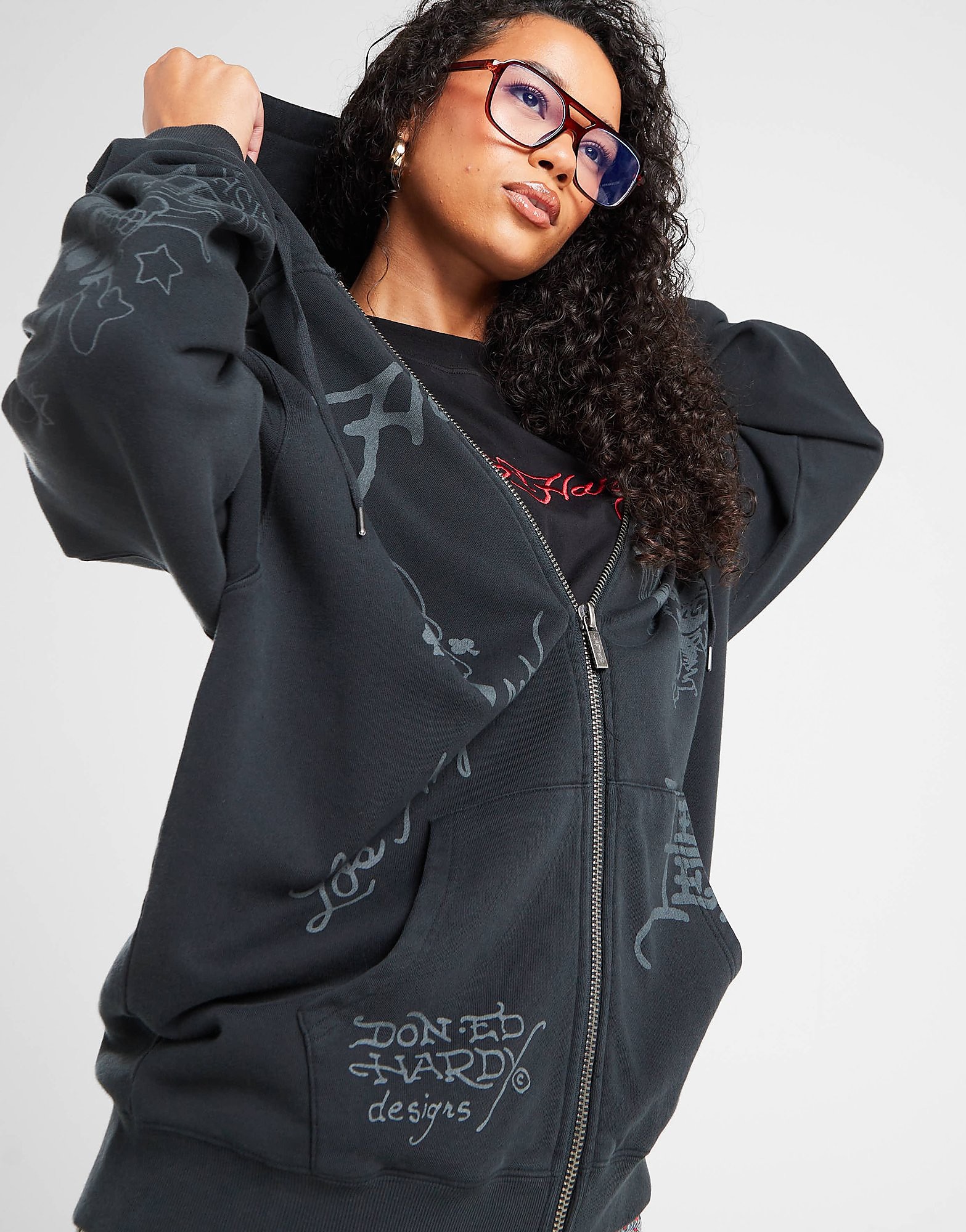 Ed Hardy Skull Boyfried Full Zip Hoodie