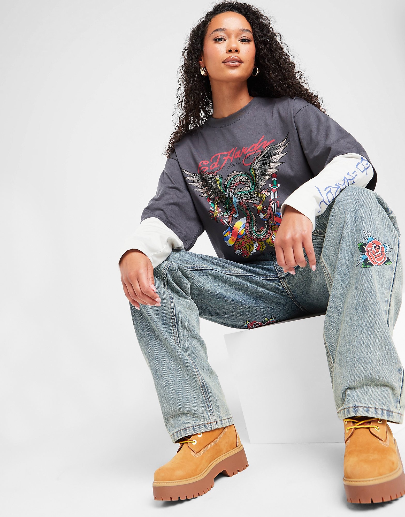Ed Hardy Dragon Double Sleeve T Shirt