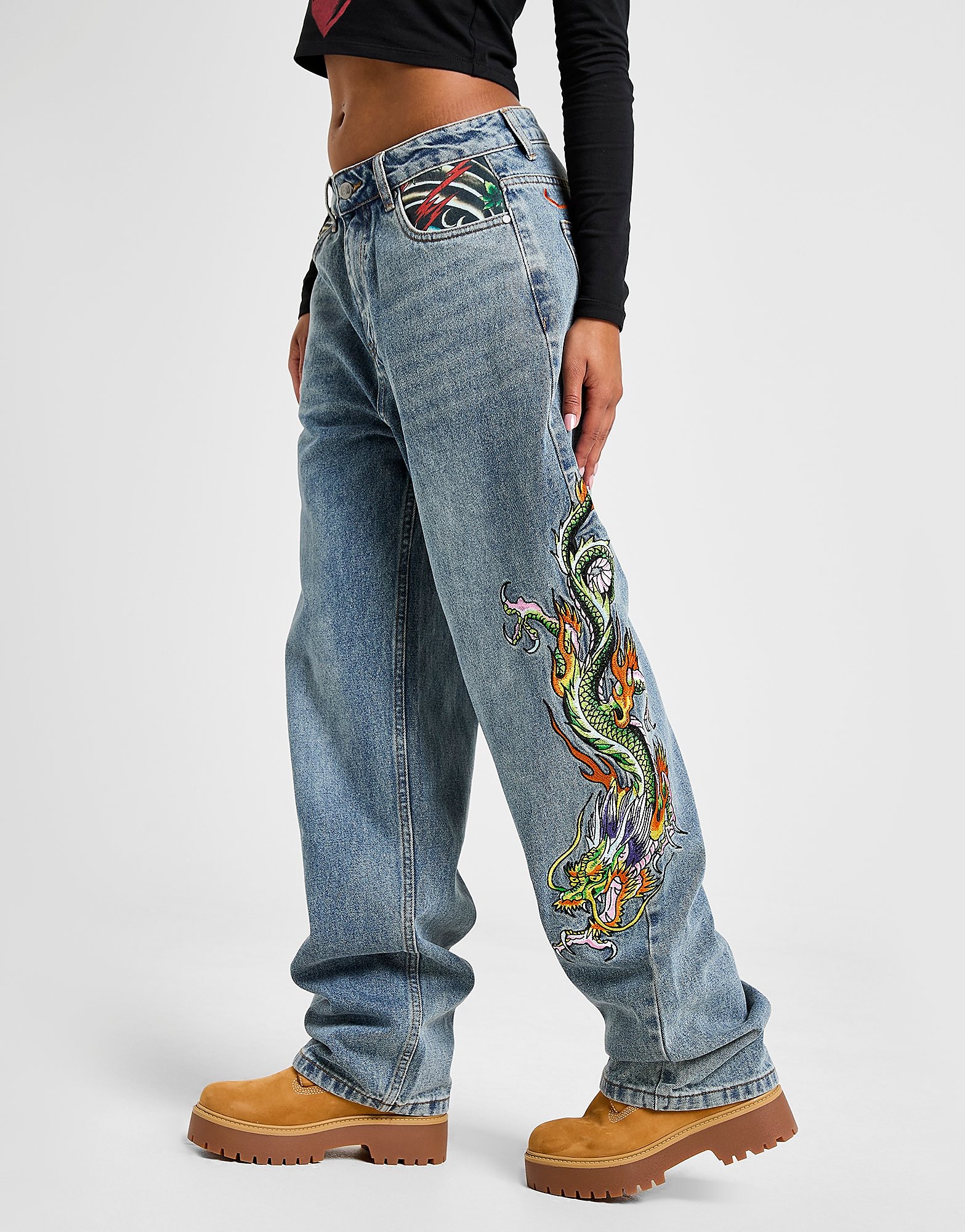 Ed Hardy Crawling Dragon Relaxed Jeans
