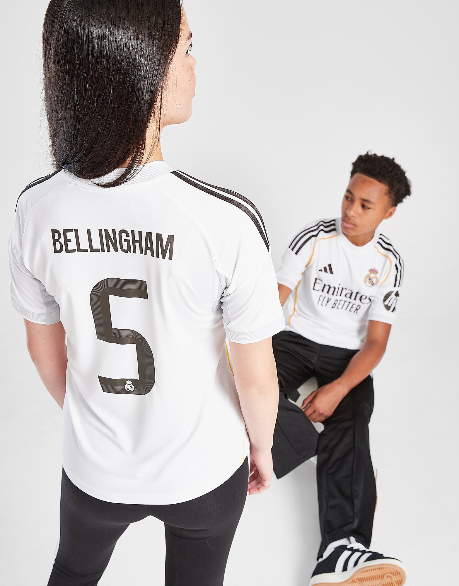 adidas Real Madrid 202526 Bellingham #5 Home Shirt Jnr