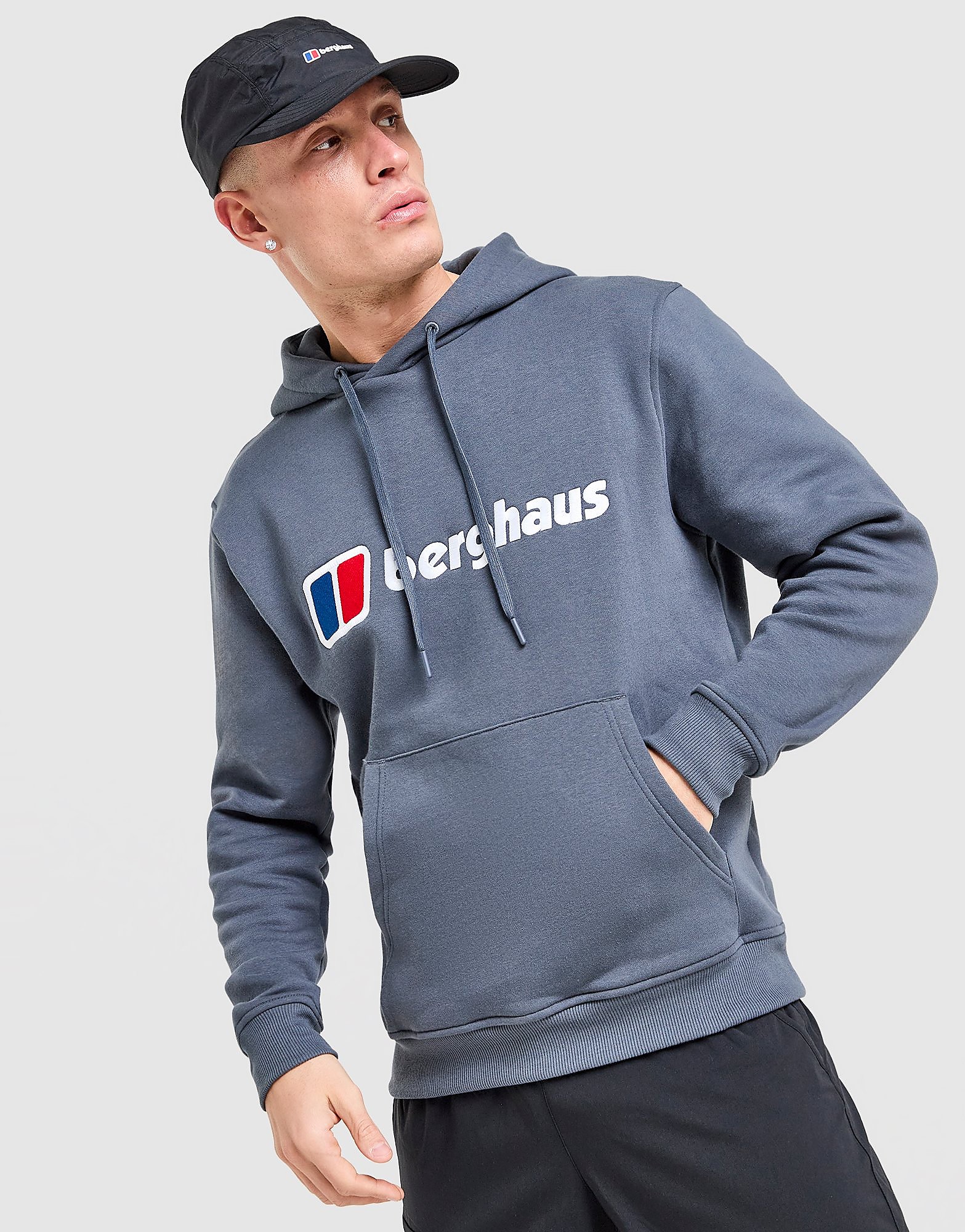 Berghaus Felpa con Cappuccio Logo, blu