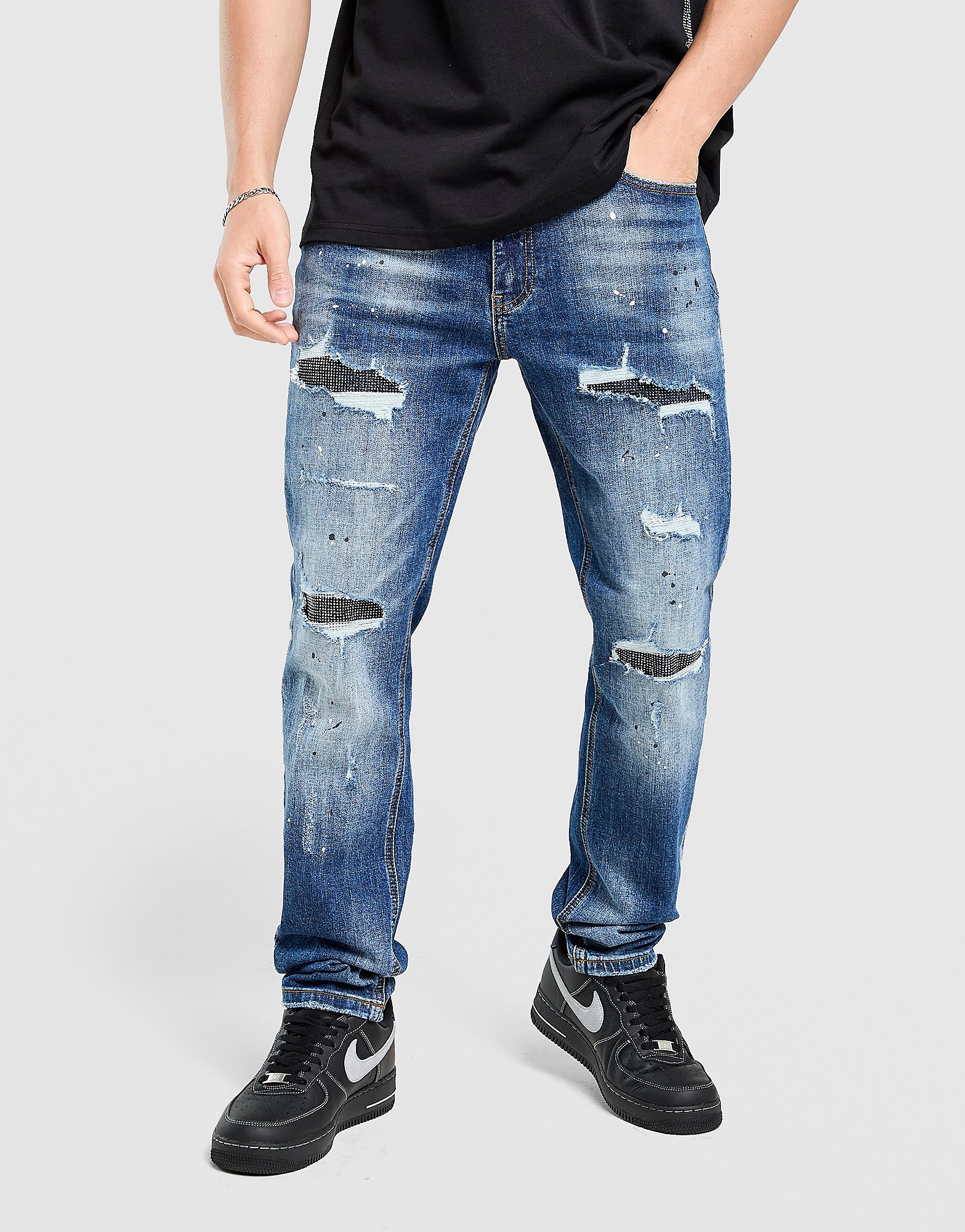 Supply & Demand Rhinestone Slim Ripped Jeans - vue 3