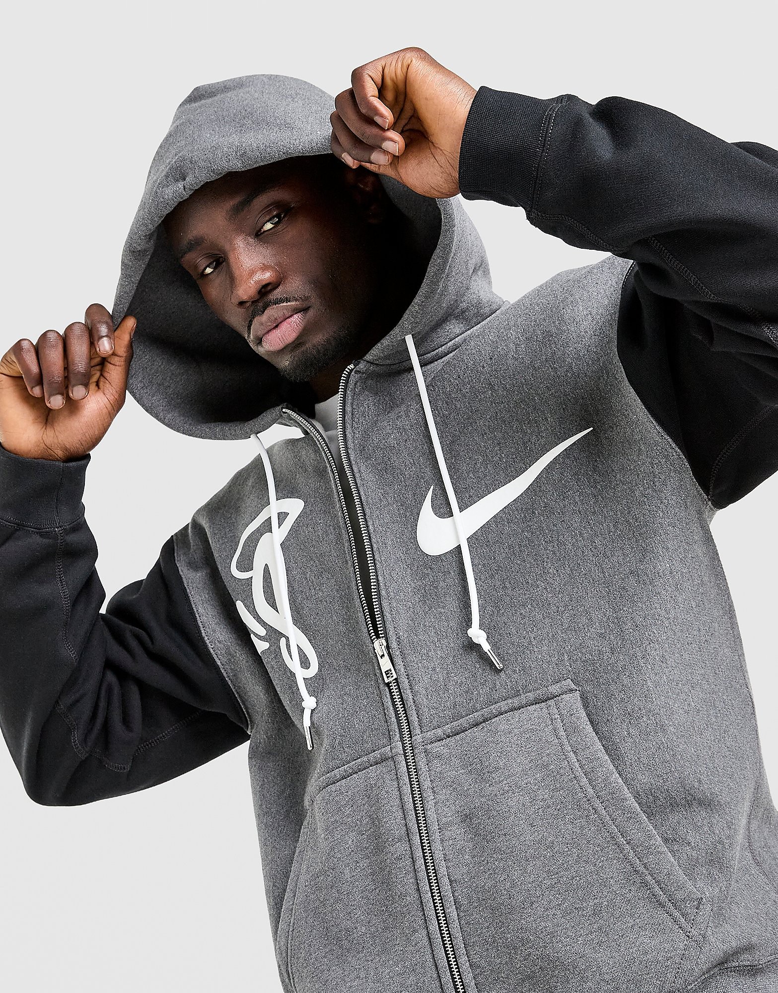 X Syna Solo Swoosh Fleece Full Zip Hoodie - Herren, Grau - male - Size: S