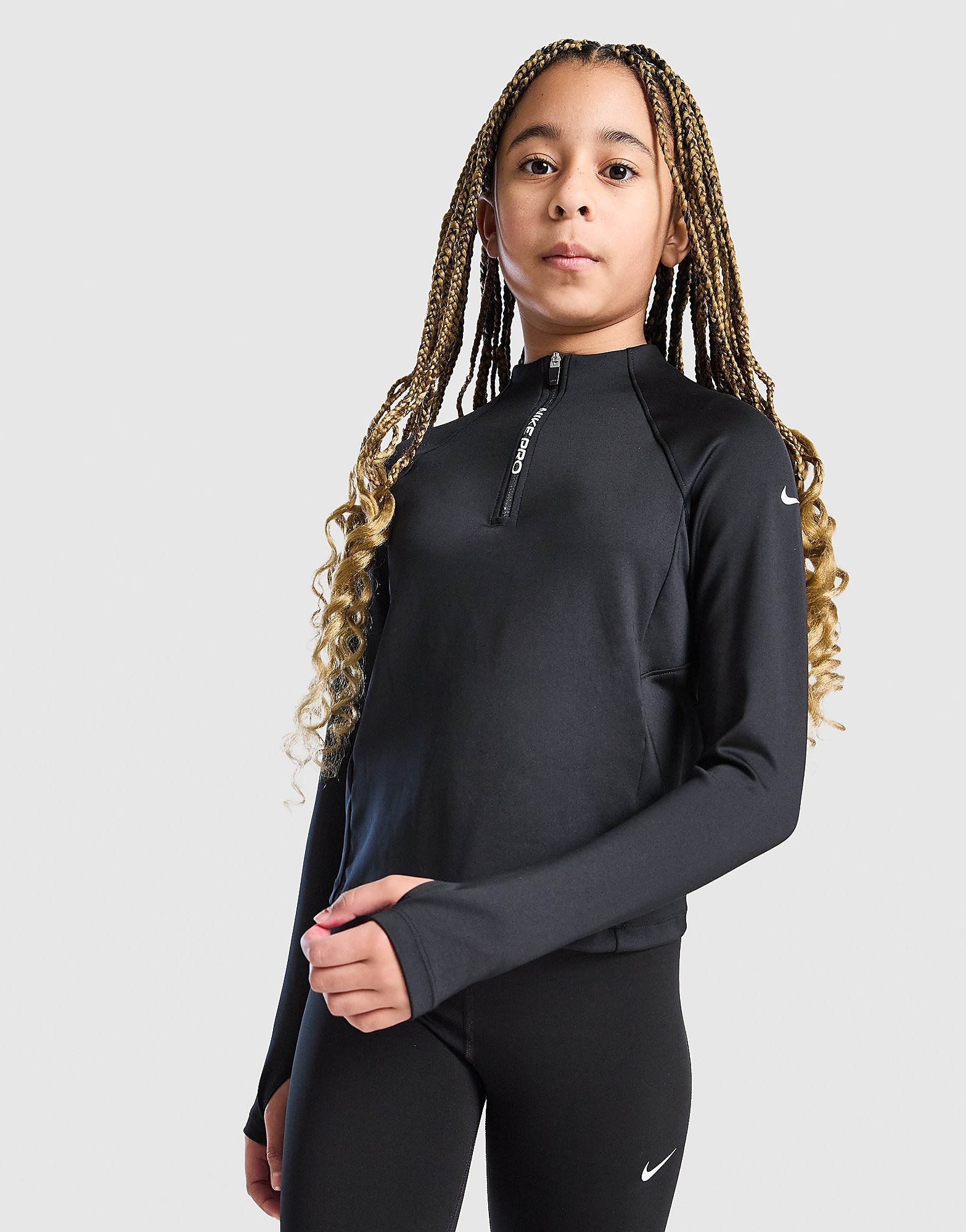 Nike Girls' Pro Dri FIT 12 Zip Top Junior