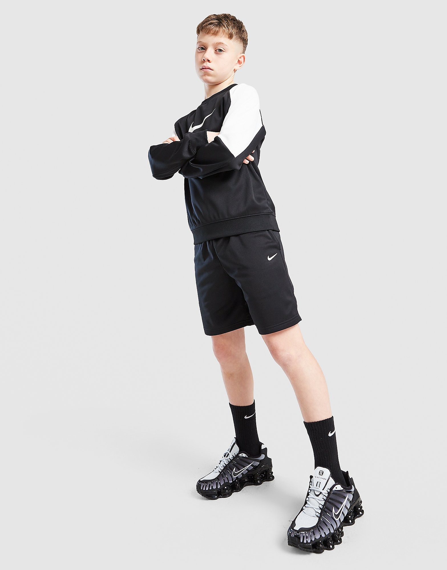 Nike Poly Crew SweatshirtShorts Set Junior
