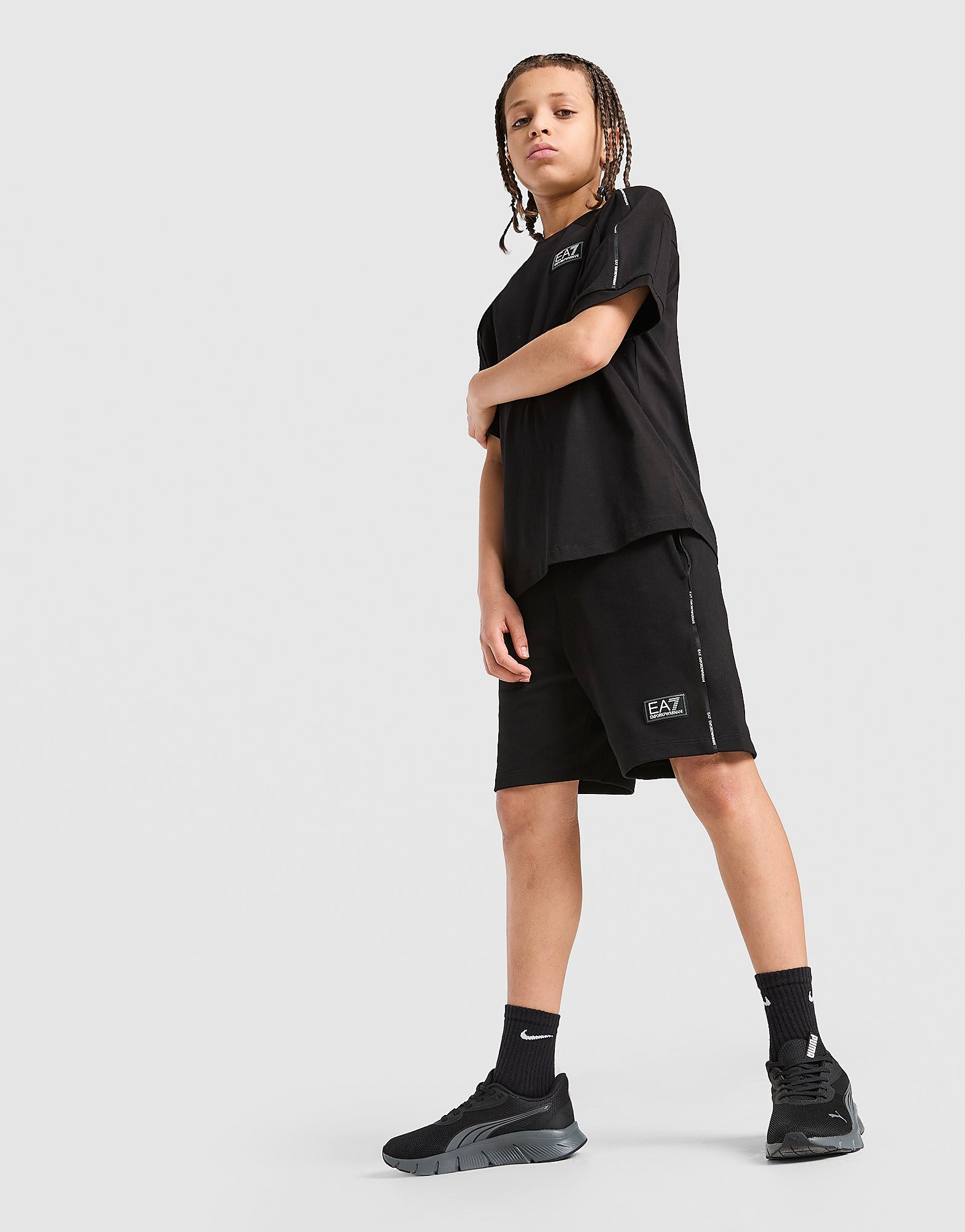 Ea7 Emporio Armani Lasten Musta  Tape Shorts  koossa 8Y, JD Sports