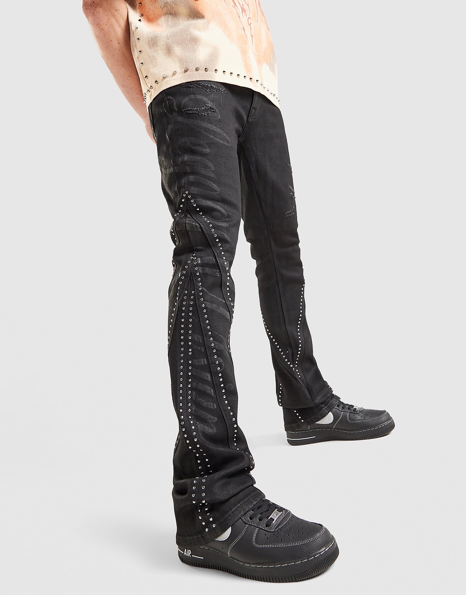 Smoke Rise Jeans Stack Flare Studded