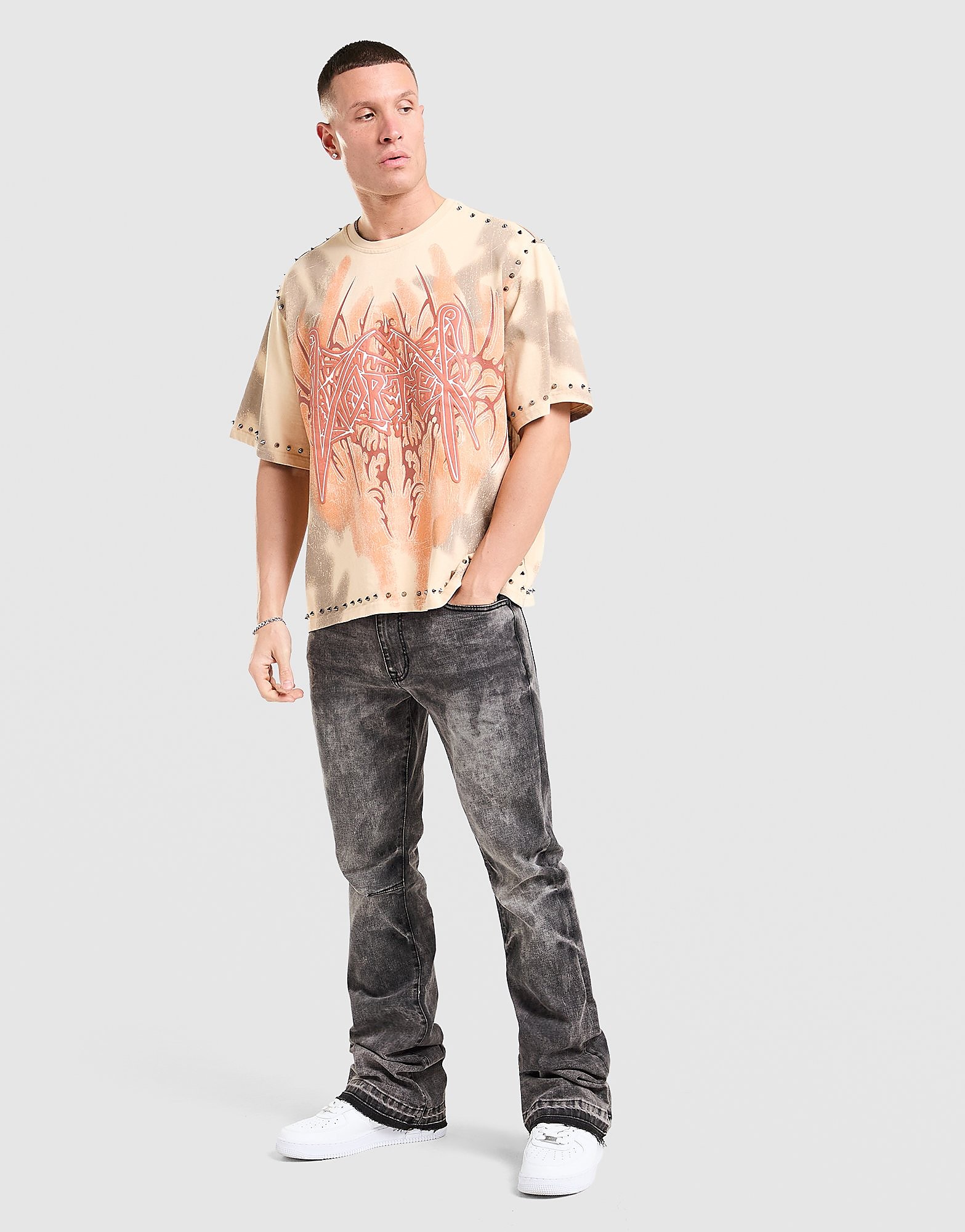 Smoke Rise Stack Flared Washed Jeans
