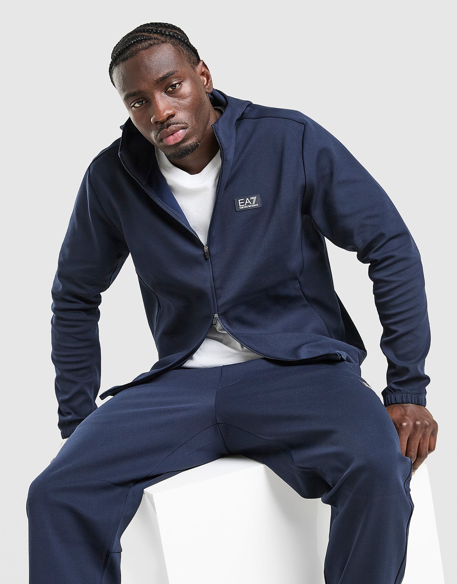 Ea7 Emporio Armani Masculinas Azul  Il Train Sport Full Zip Hoodie em Tamanho XL, JD Sports