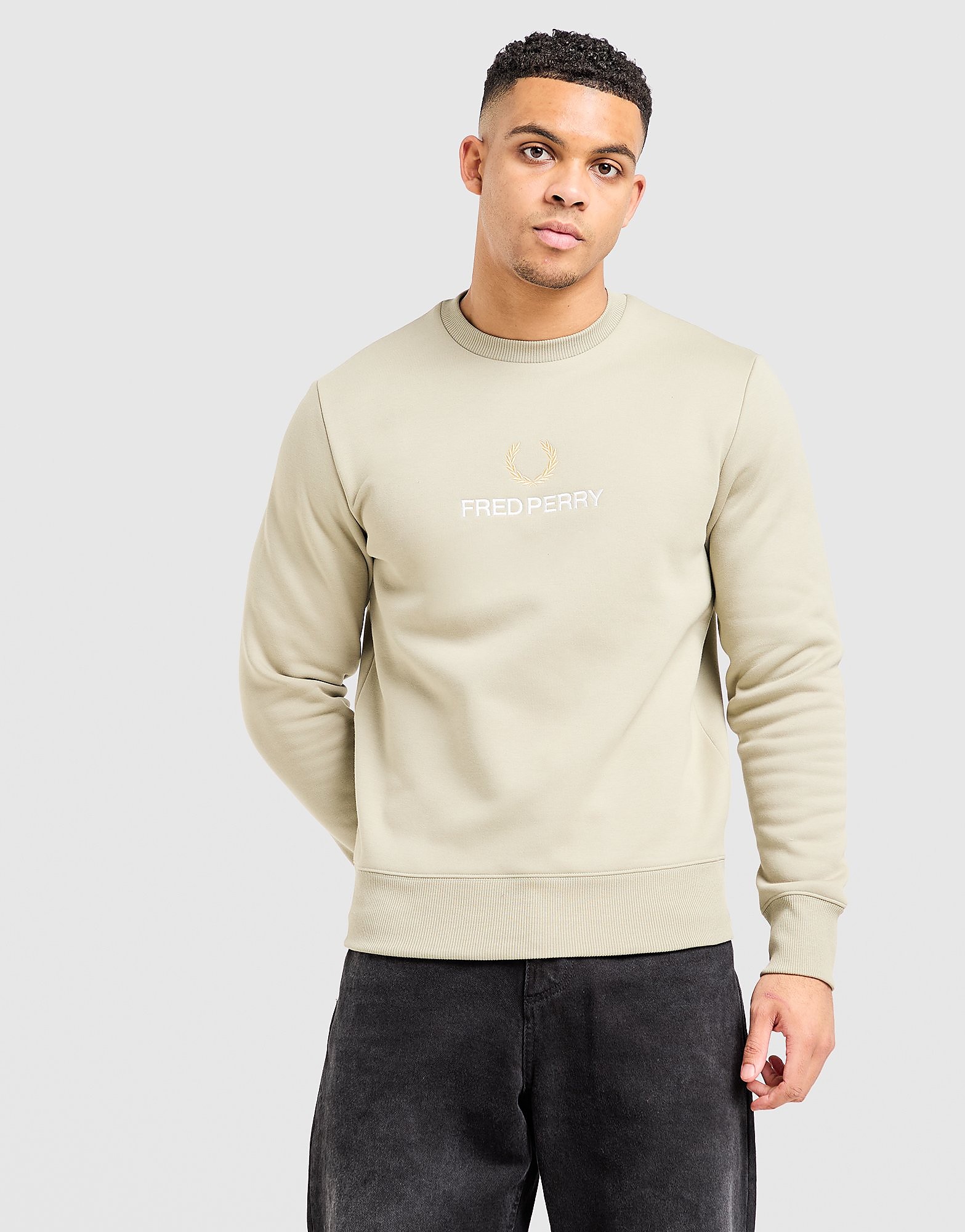 Fred Perry Felpa Girocollo Stack Logo, beige