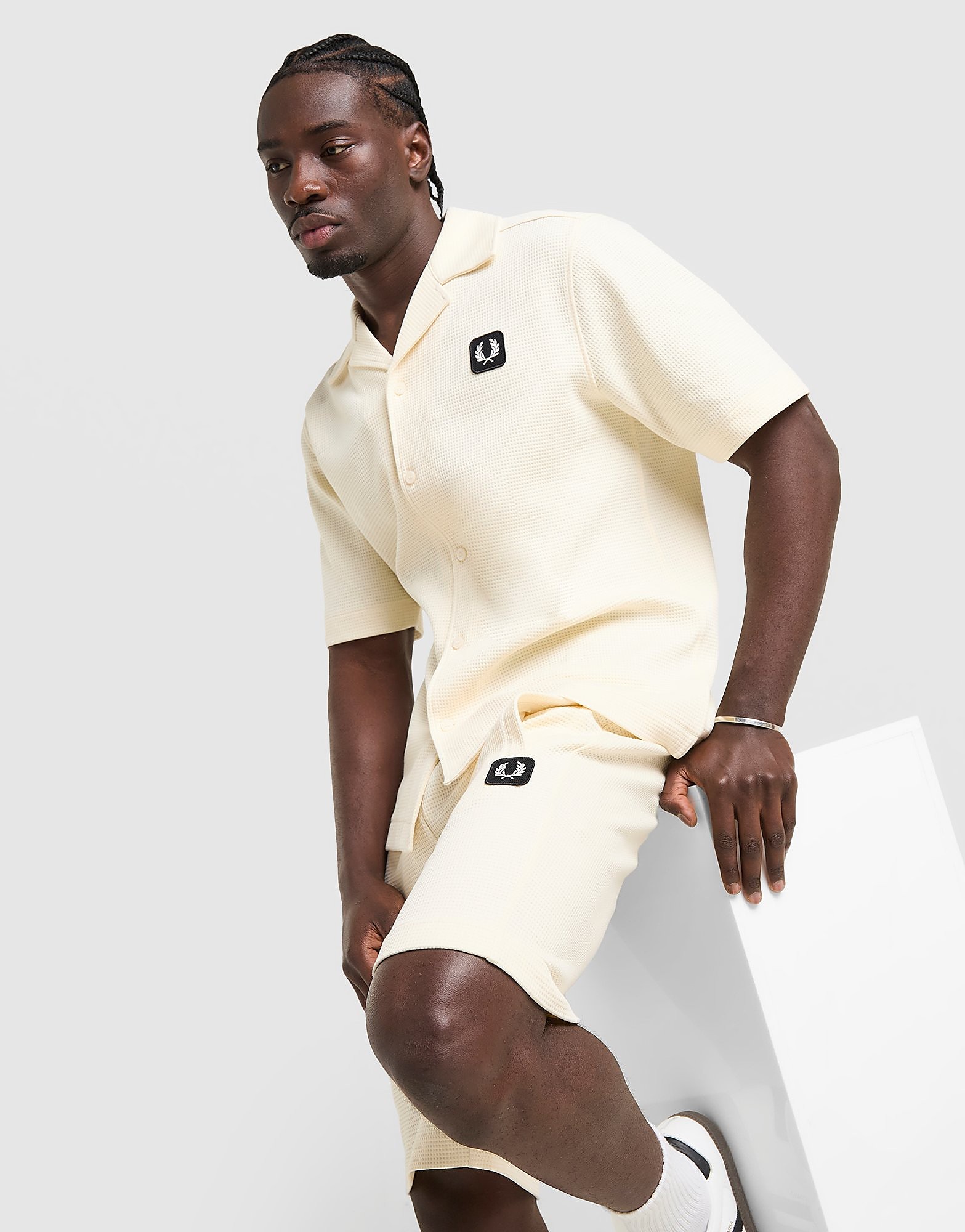 Fred Perry Chemise gaufrée Crème Crème - vue 1