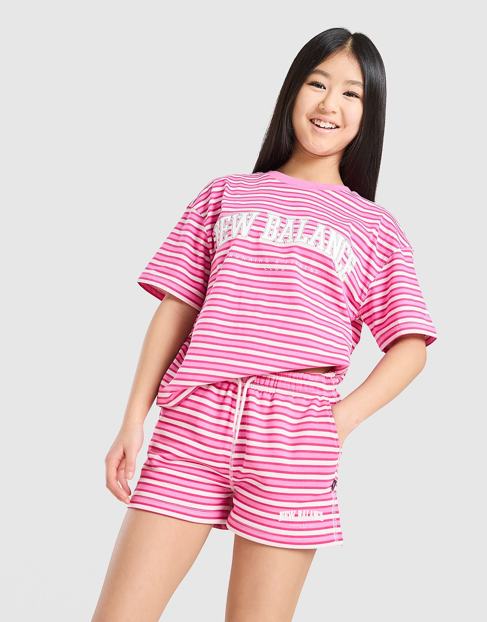 New Balance Girls' Stripe Boyfriend T Shirt Junior